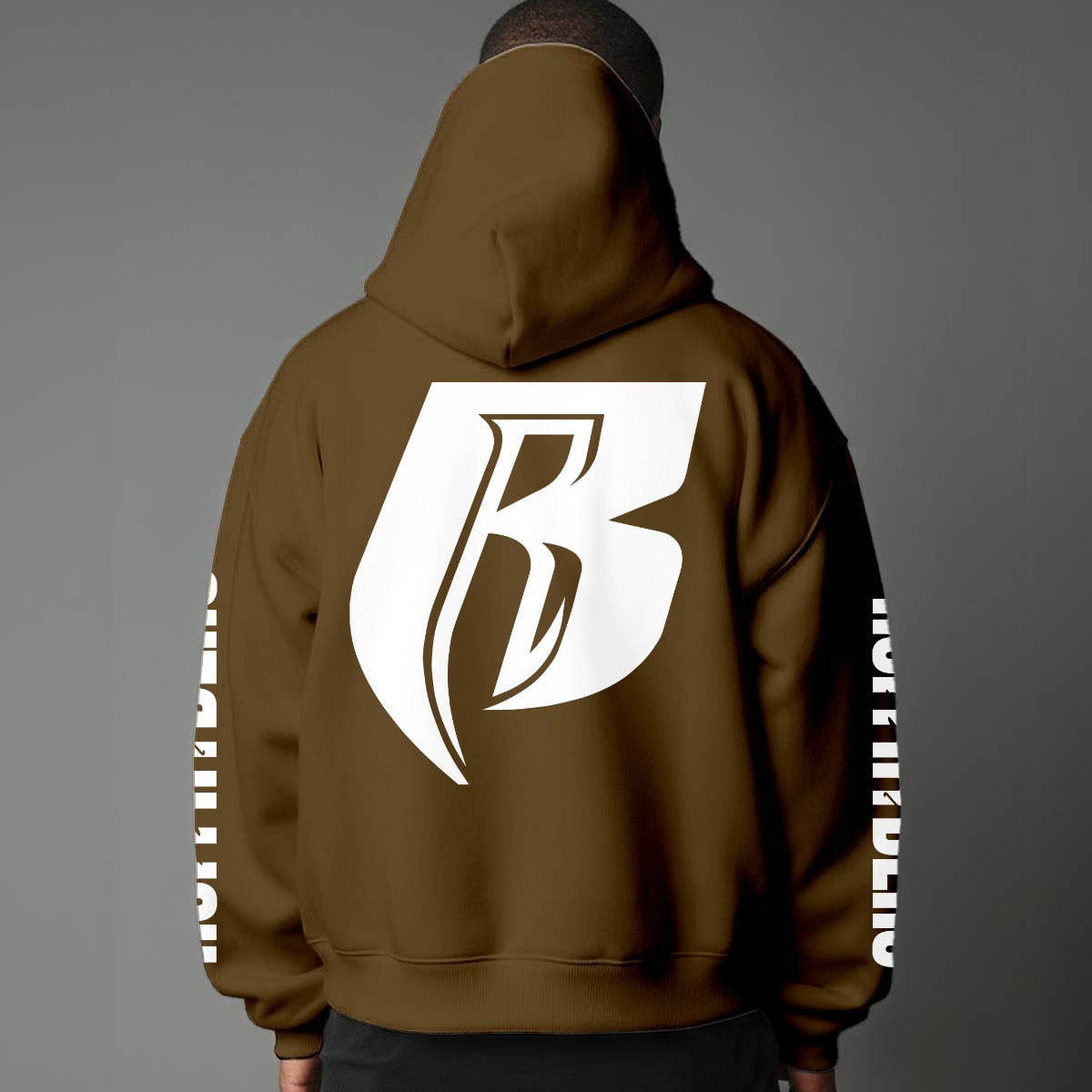 White Print Pullover Hoodie with Micro-Fleece Lining
