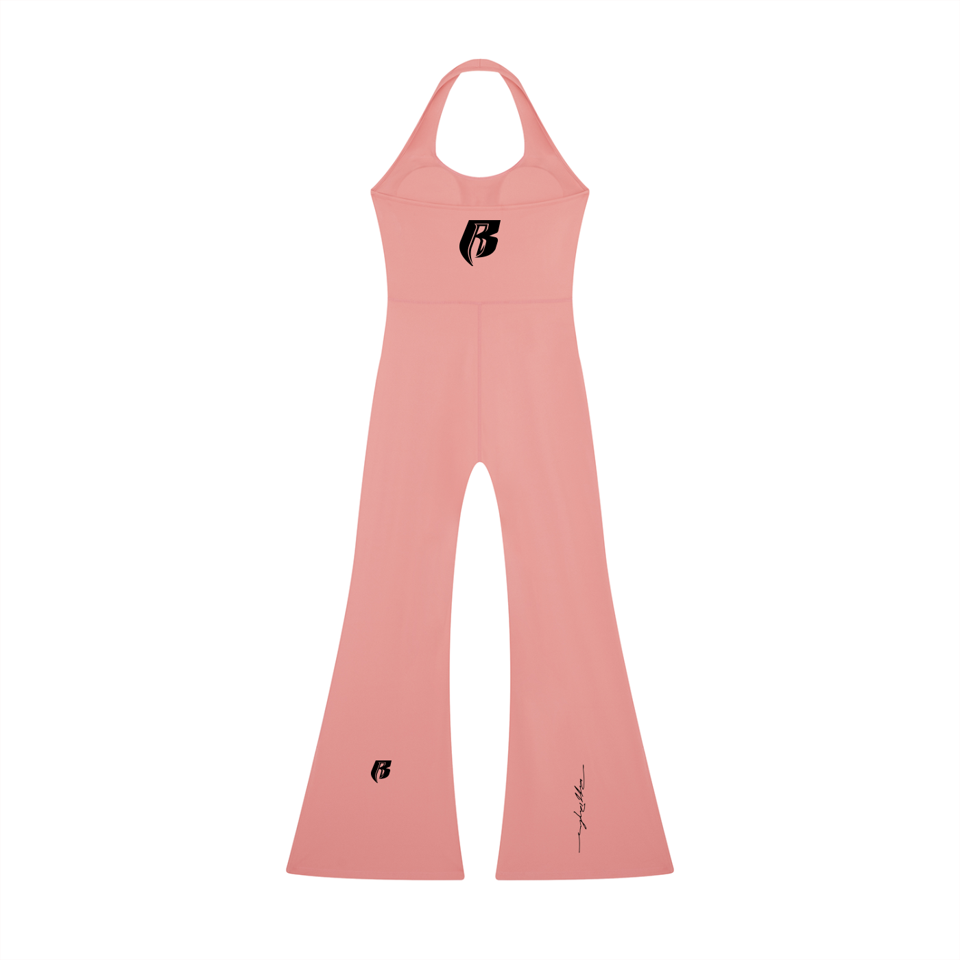 Blk Print Women’s Halter Flared Jumpsuit
