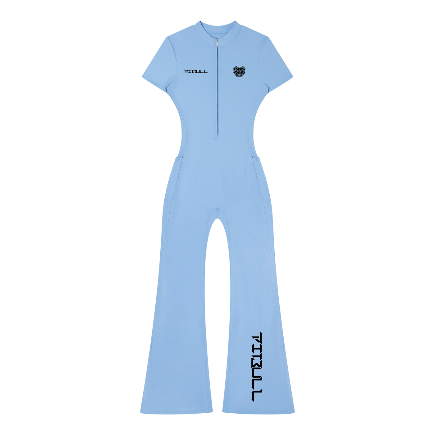 Pitbull Women’s Tight Flared Leg Quarter-Zip Jumpsuit