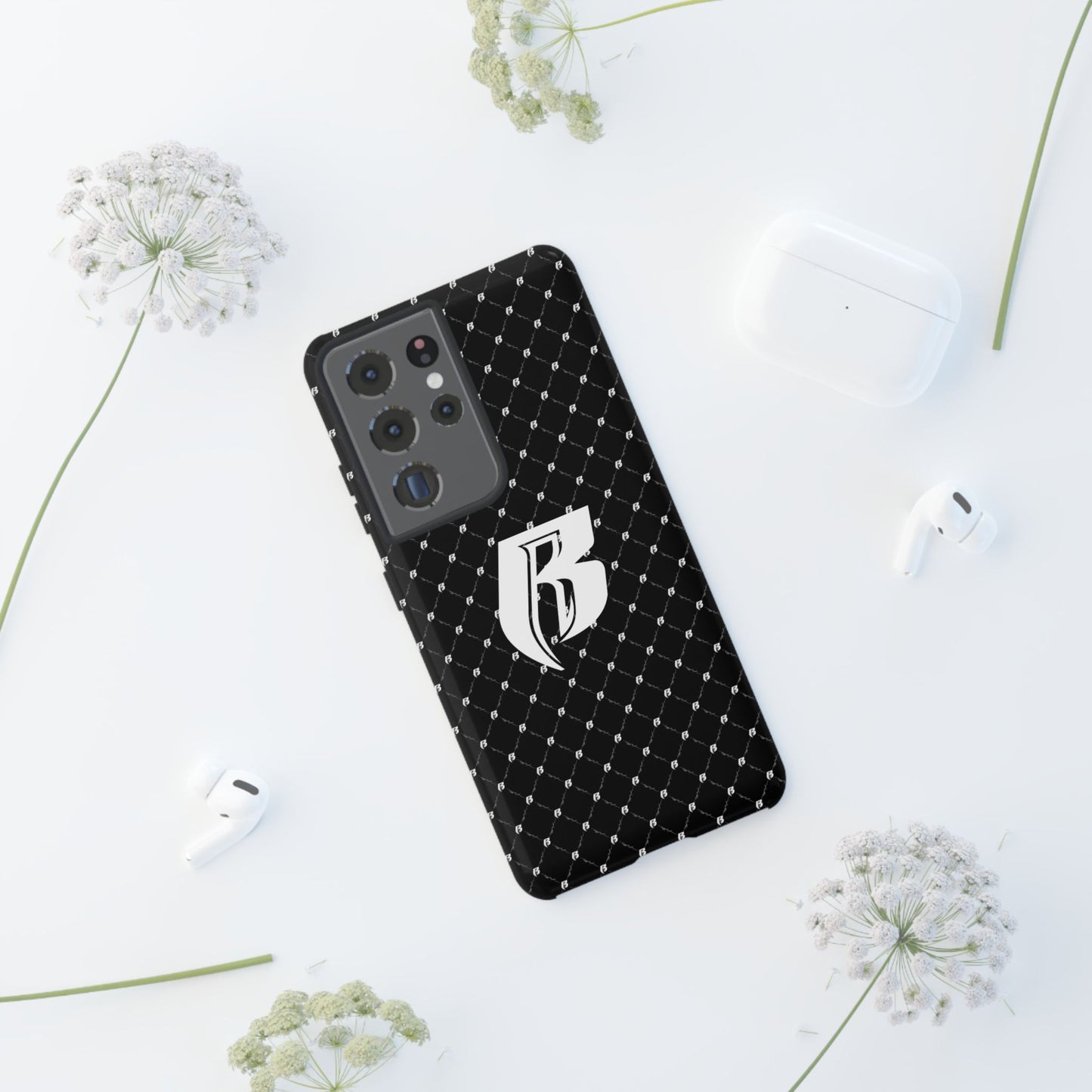 Black RR Patterned Tough Case – Monogram 'R' Protective Phone Case