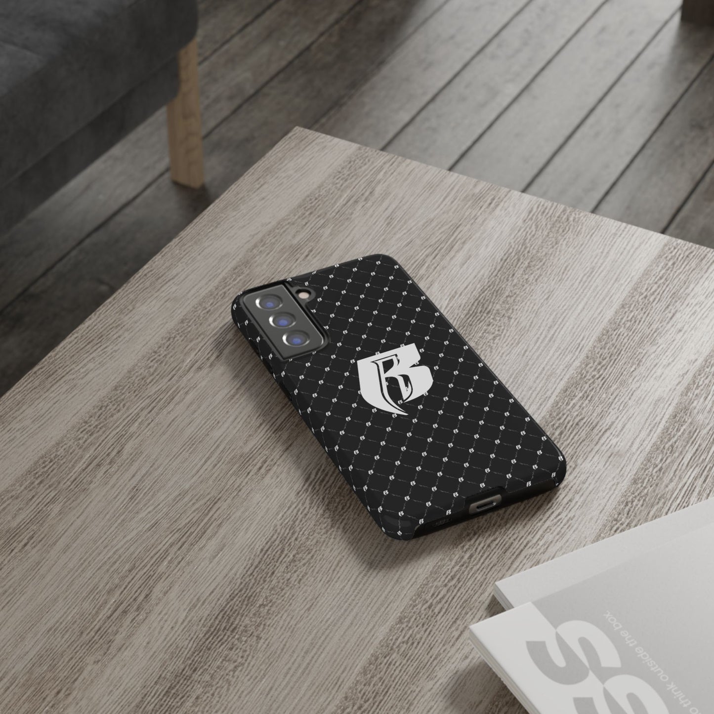 Black RR Patterned Tough Case – Monogram 'R' Protective Phone Case