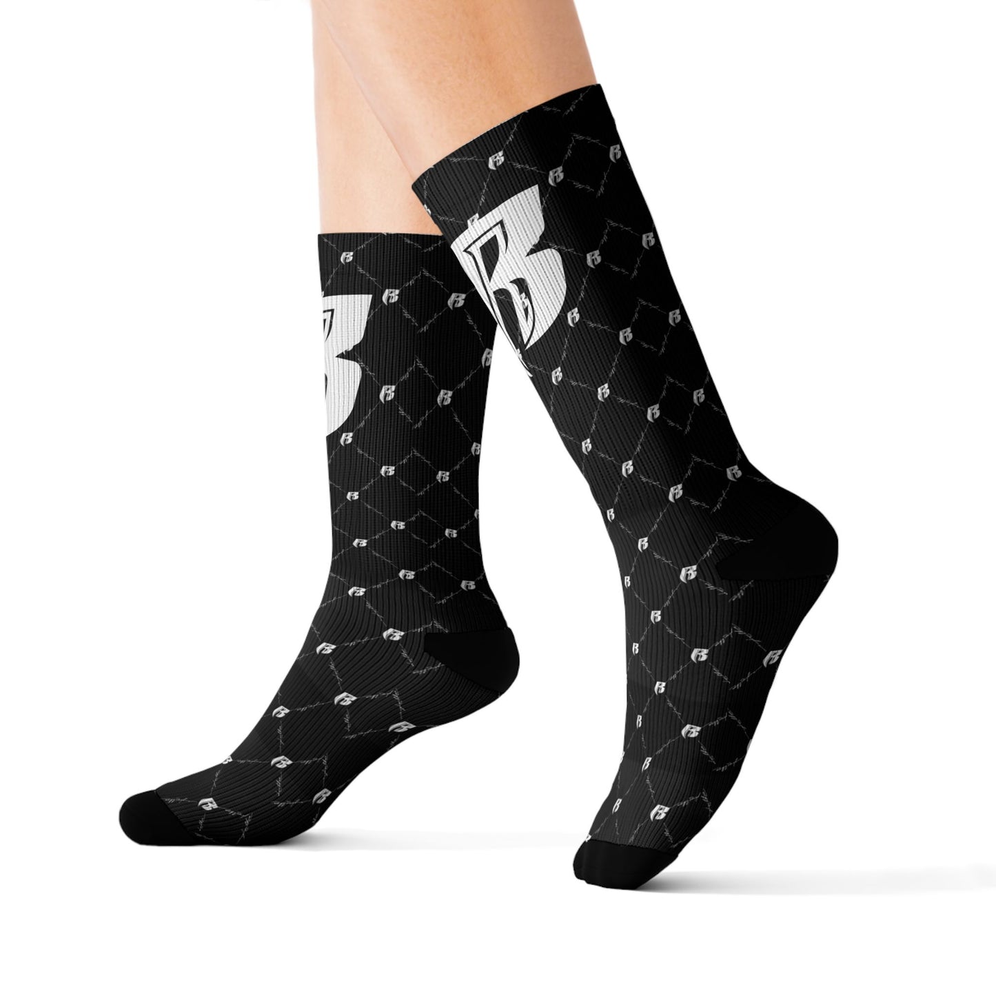 Black Patterned RR Socks