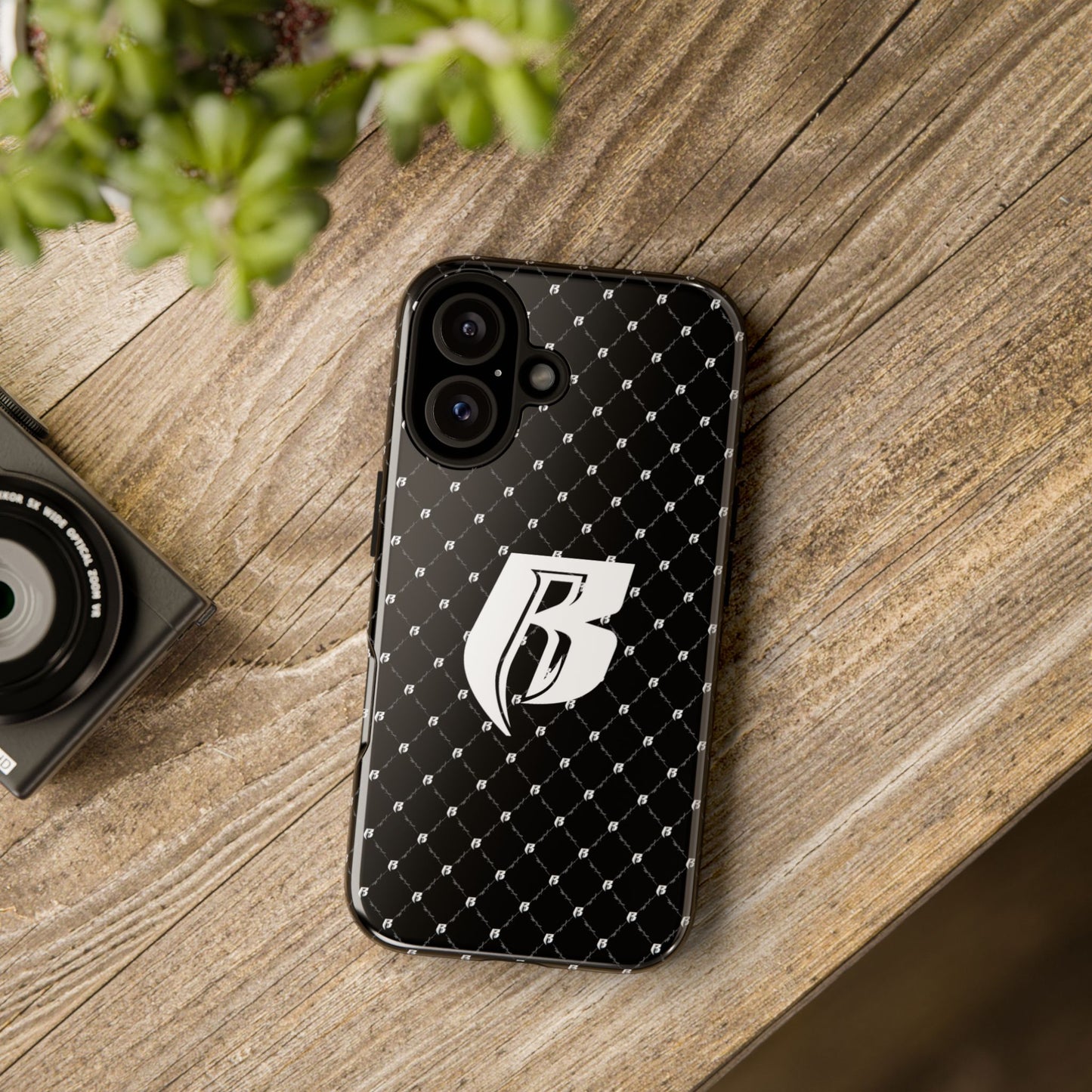 Black RR Patterned Tough Case – Monogram 'R' Protective Phone Case