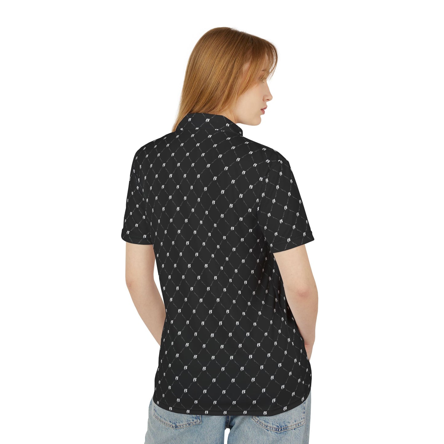 Black RR Pattern Polo Shirt