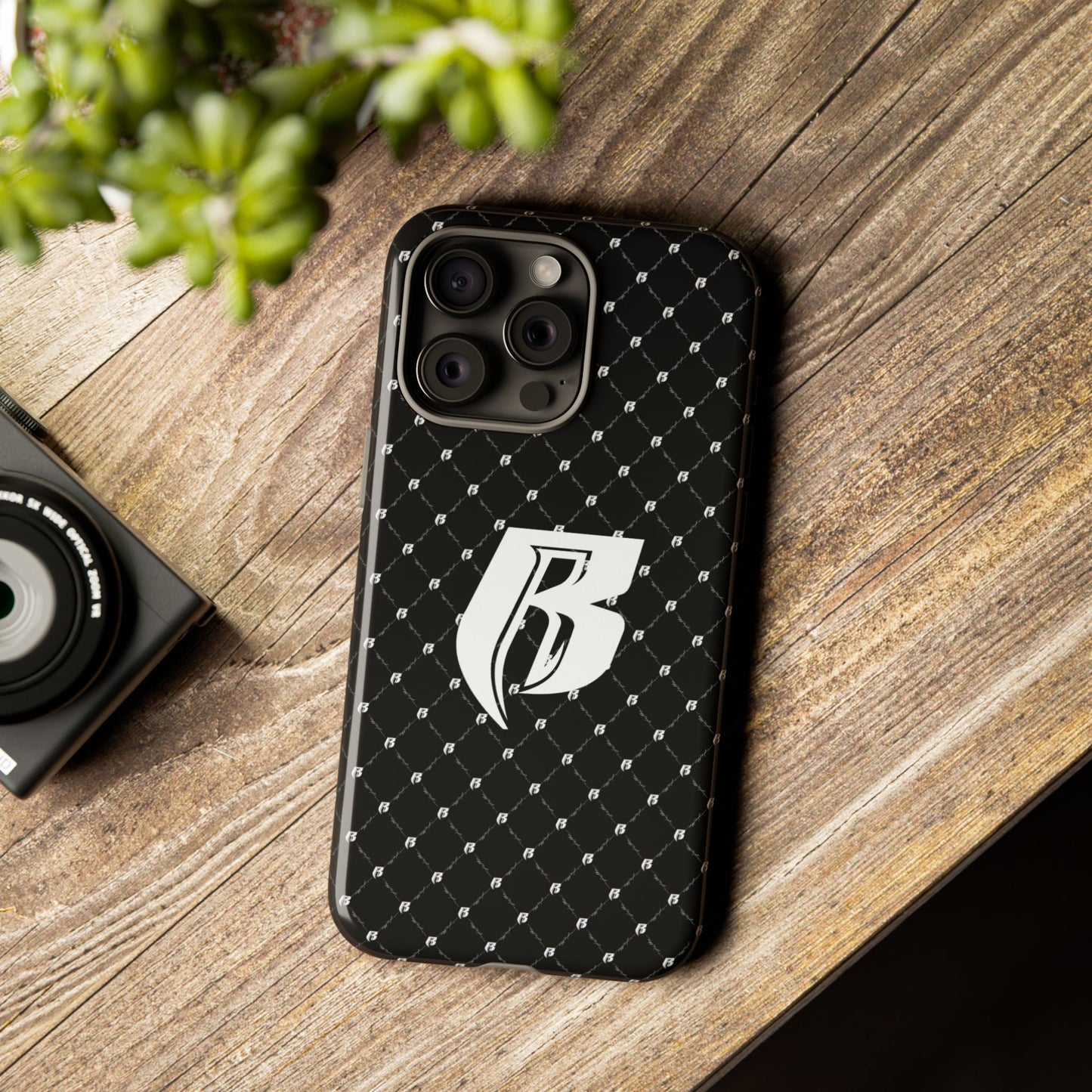 Black RR Patterned Tough Case – Monogram 'R' Protective Phone Case