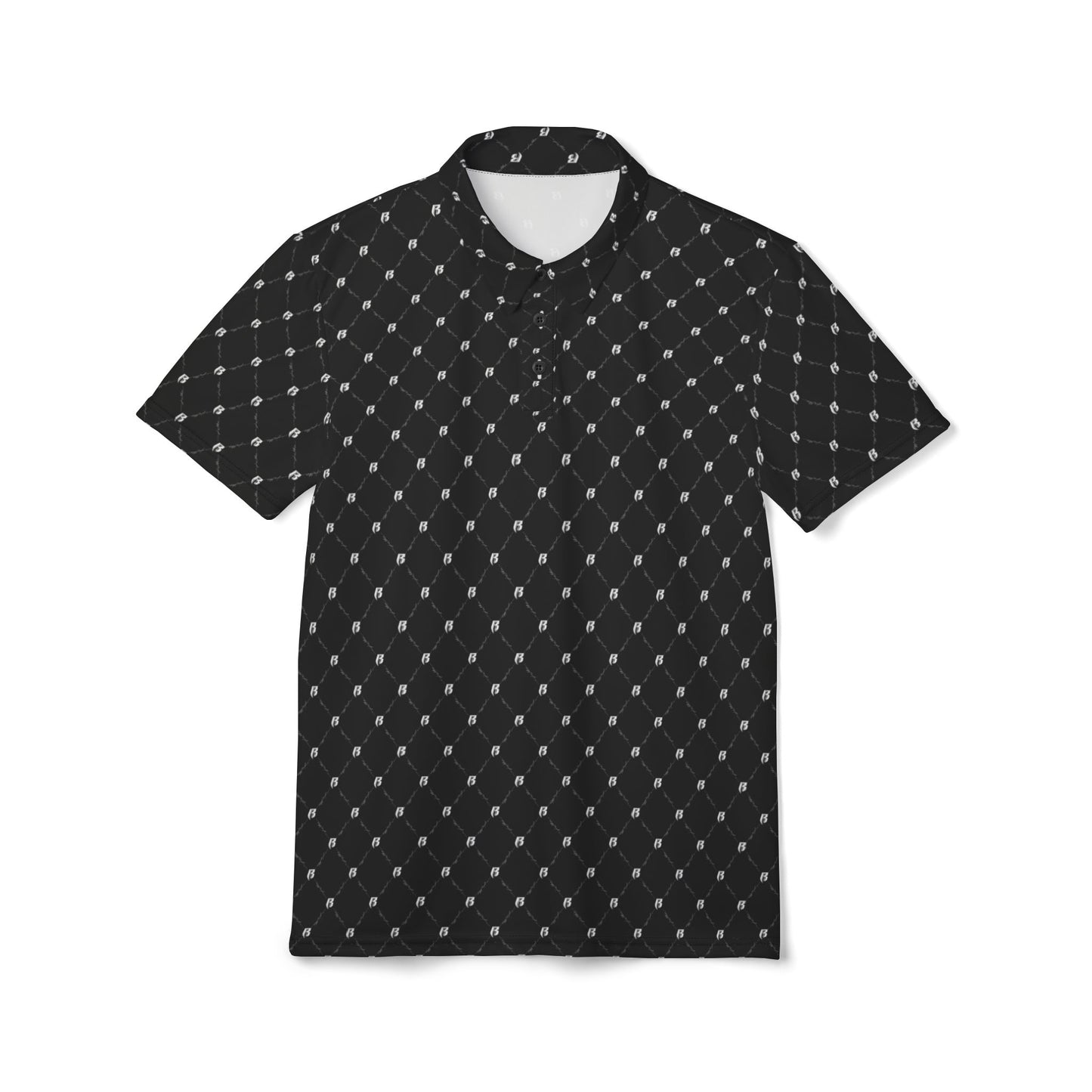 Black RR Pattern Polo Shirt