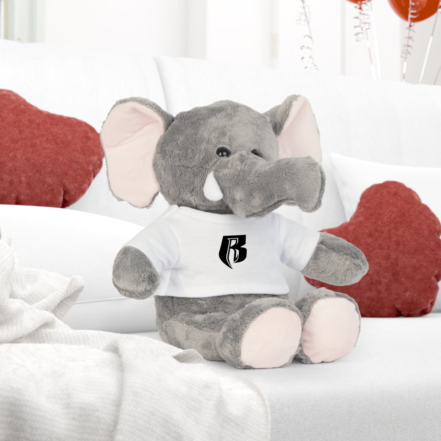 Embroidered 'R' Logo Teddy Bear Plush with White T‑Shirt