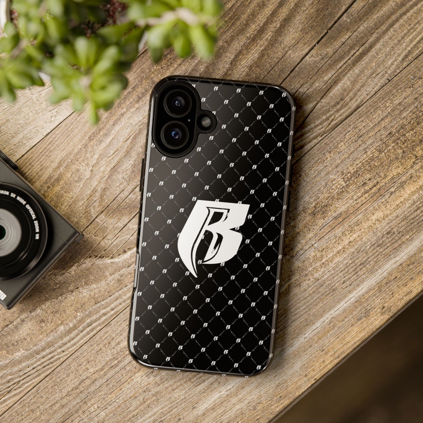 Black RR Patterned Tough Case – Monogram 'R' Protective Phone Case