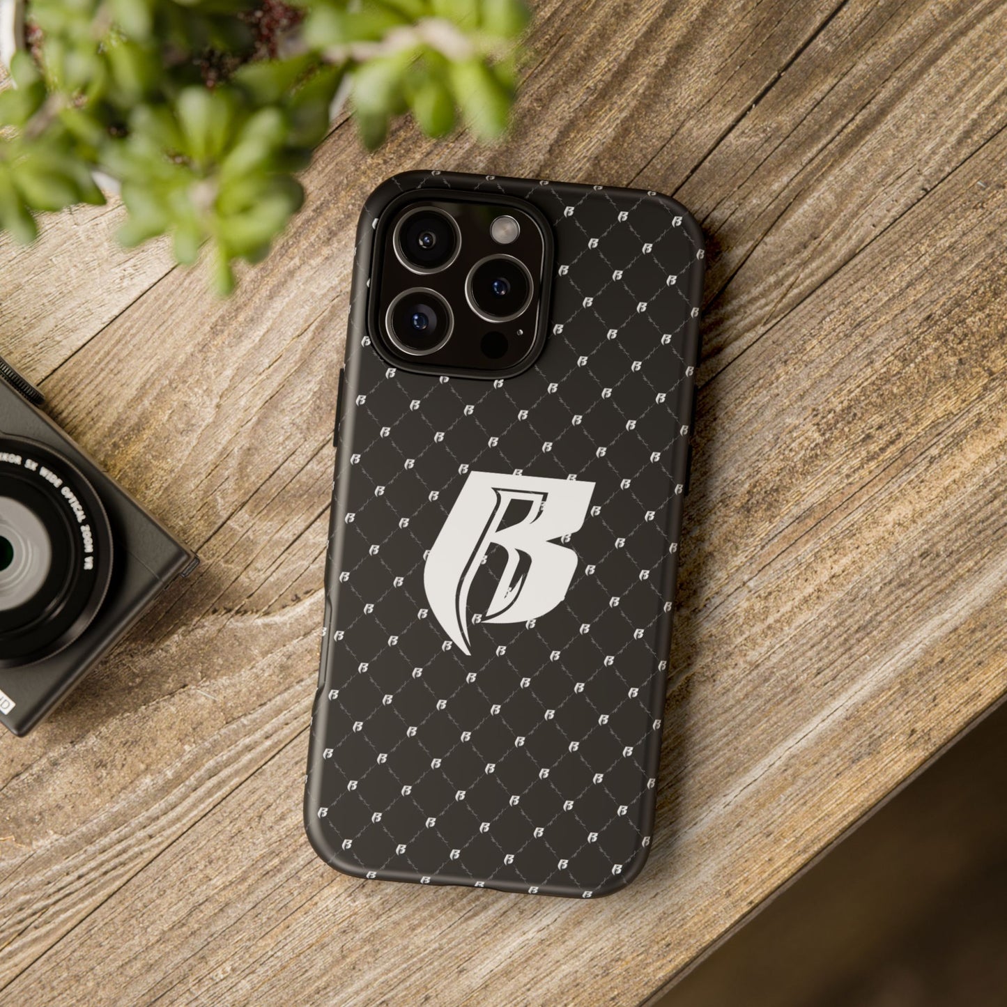 Black RR Patterned Tough Case – Monogram 'R' Protective Phone Case
