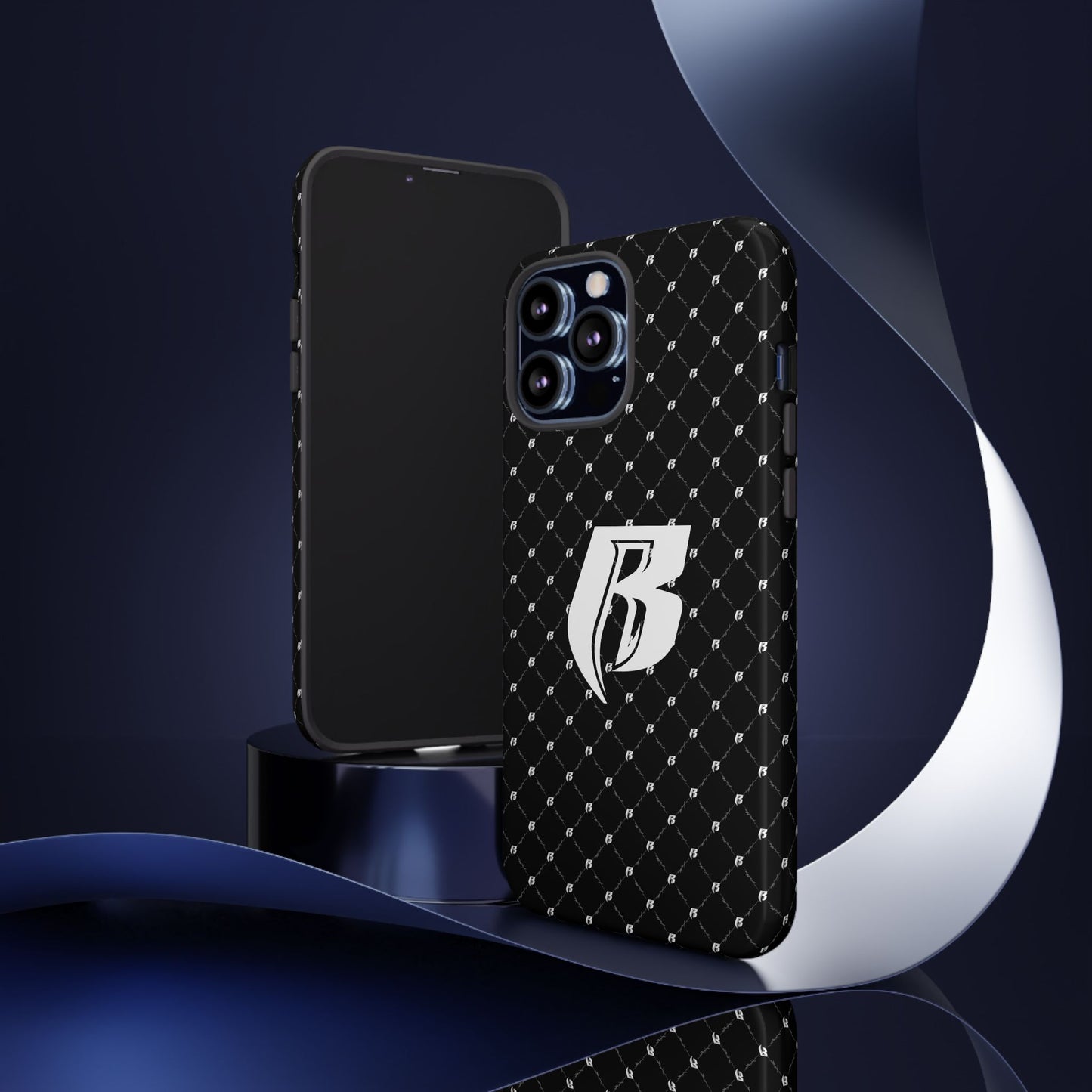 Black RR Patterned Tough Case – Monogram 'R' Protective Phone Case