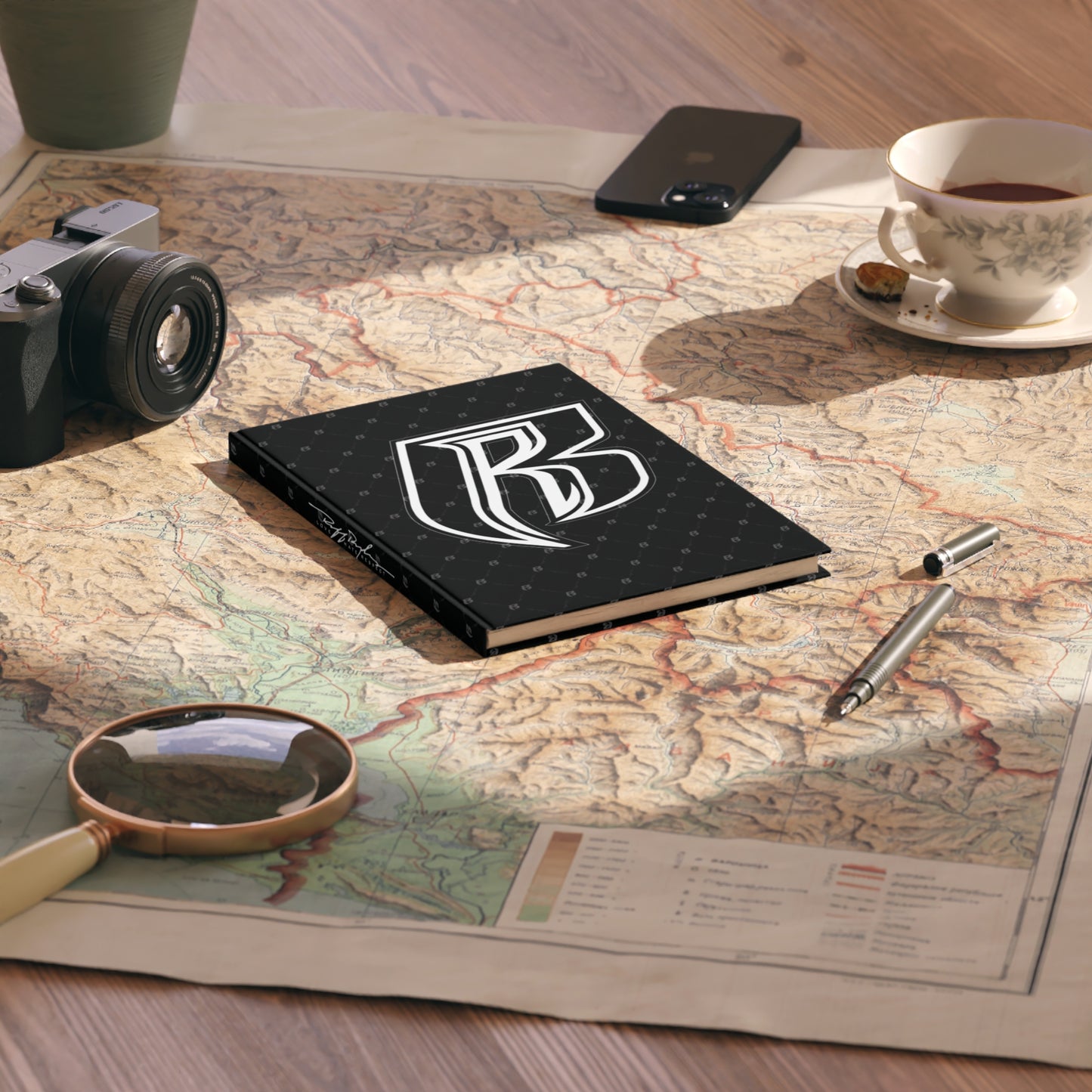 Black Monogram 'R' Hardcover Journal