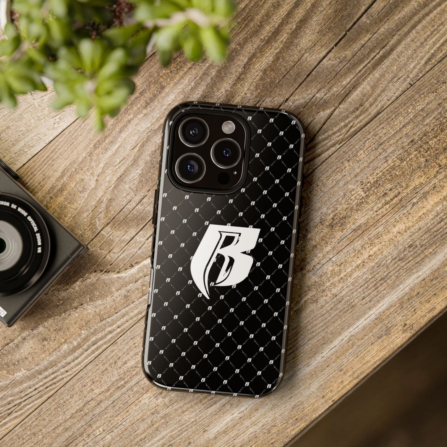 Black RR Patterned Tough Case – Monogram 'R' Protective Phone Case