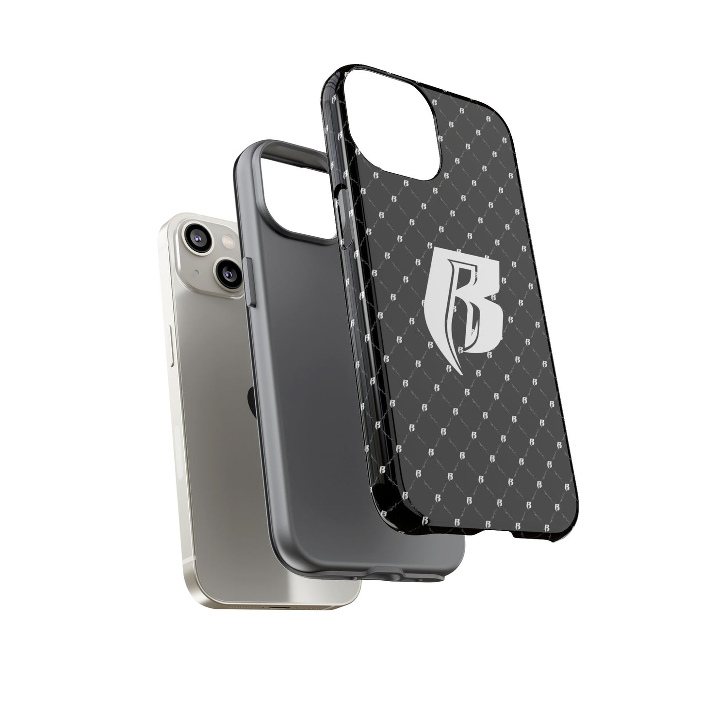 Black RR Patterned Tough Case – Monogram 'R' Protective Phone Case