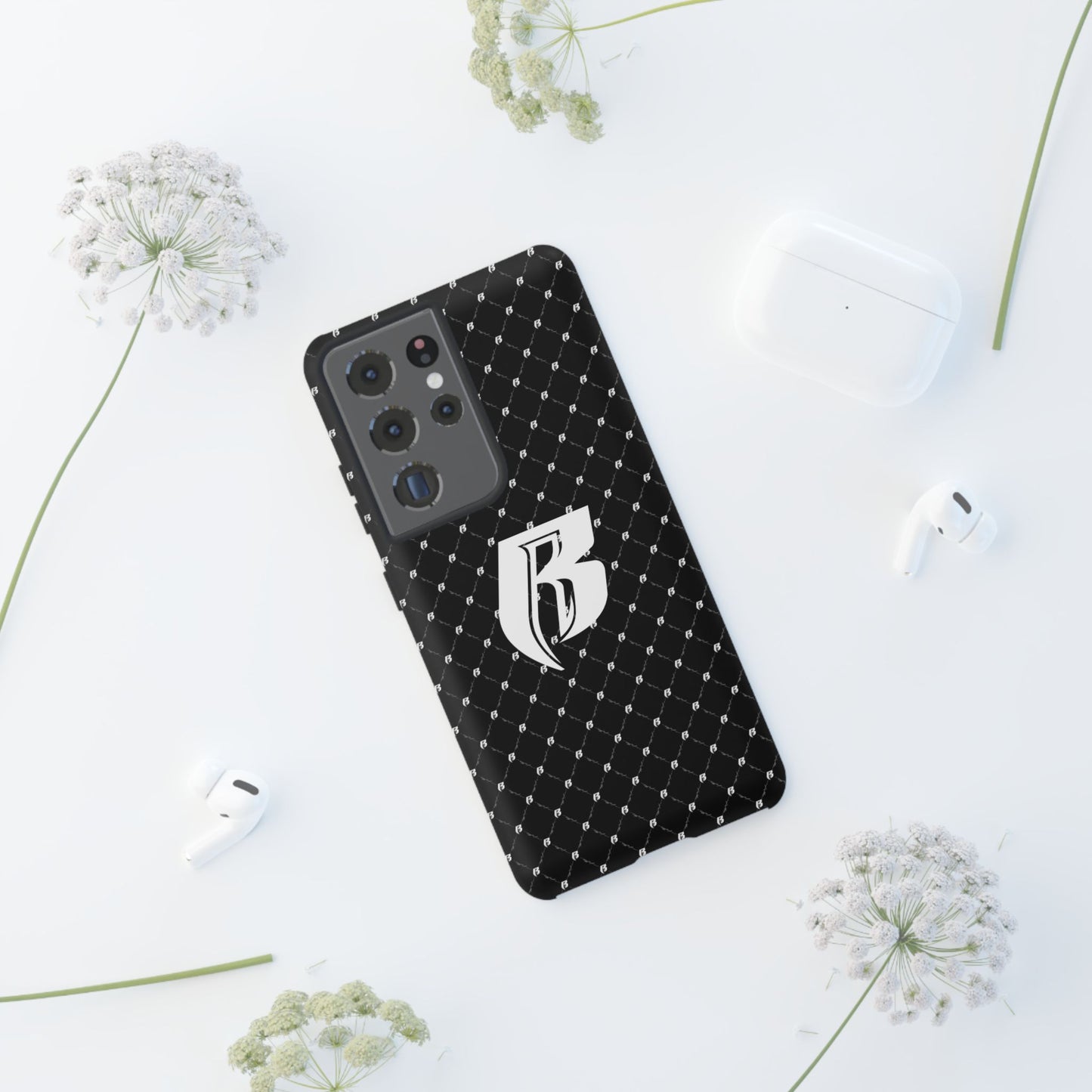 Black RR Patterned Tough Case – Monogram 'R' Protective Phone Case