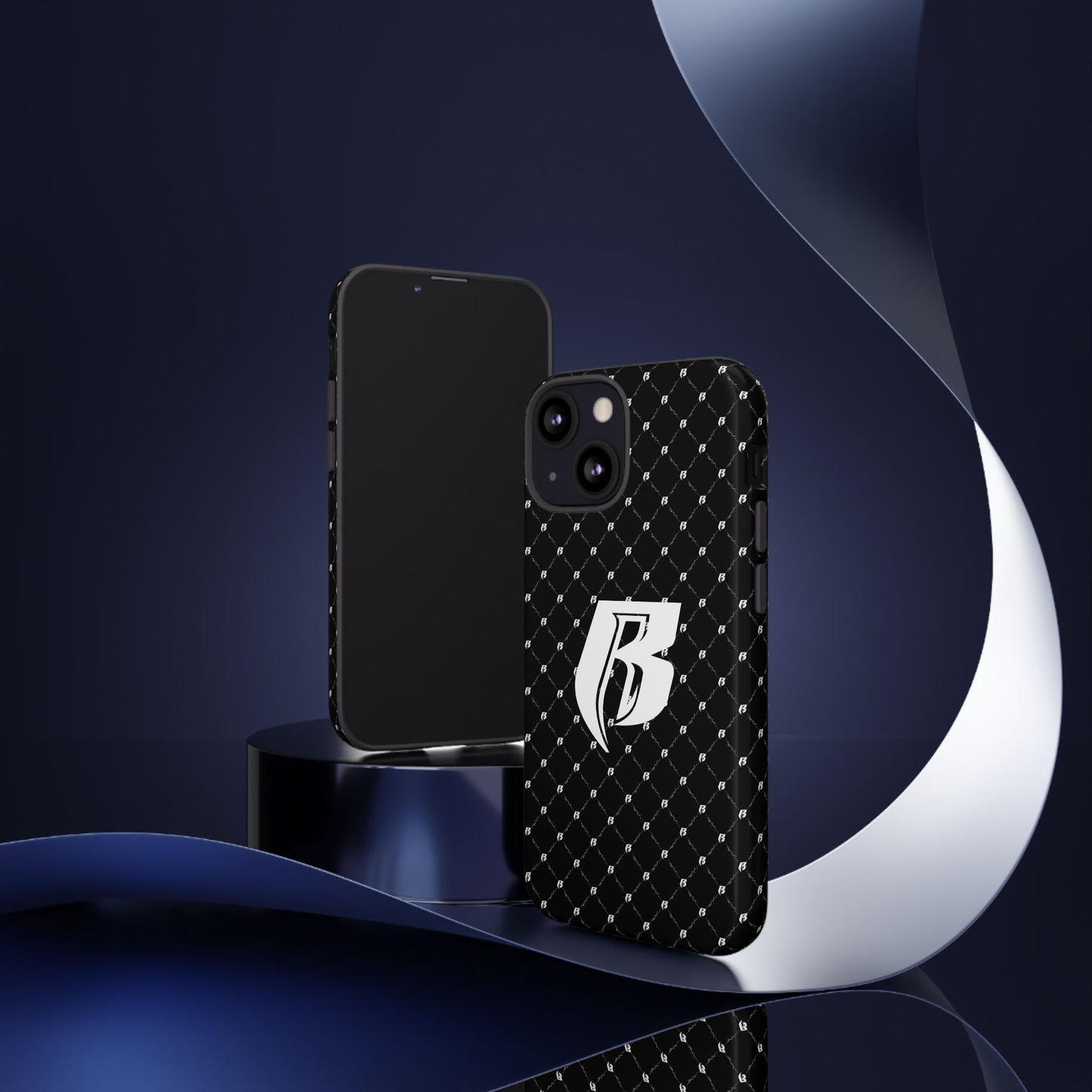 Black RR Patterned Tough Case – Monogram 'R' Protective Phone Case