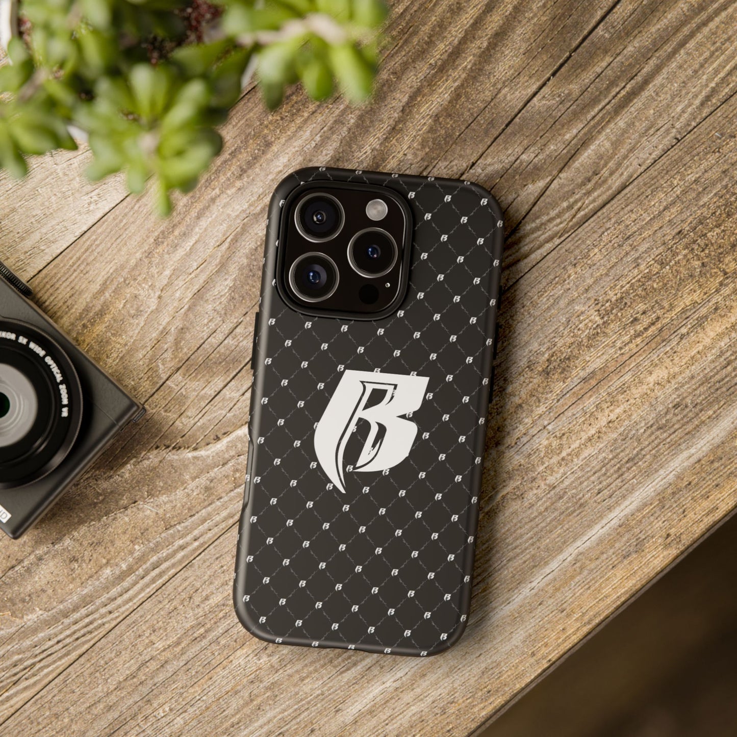 Black RR Patterned Tough Case – Monogram 'R' Protective Phone Case