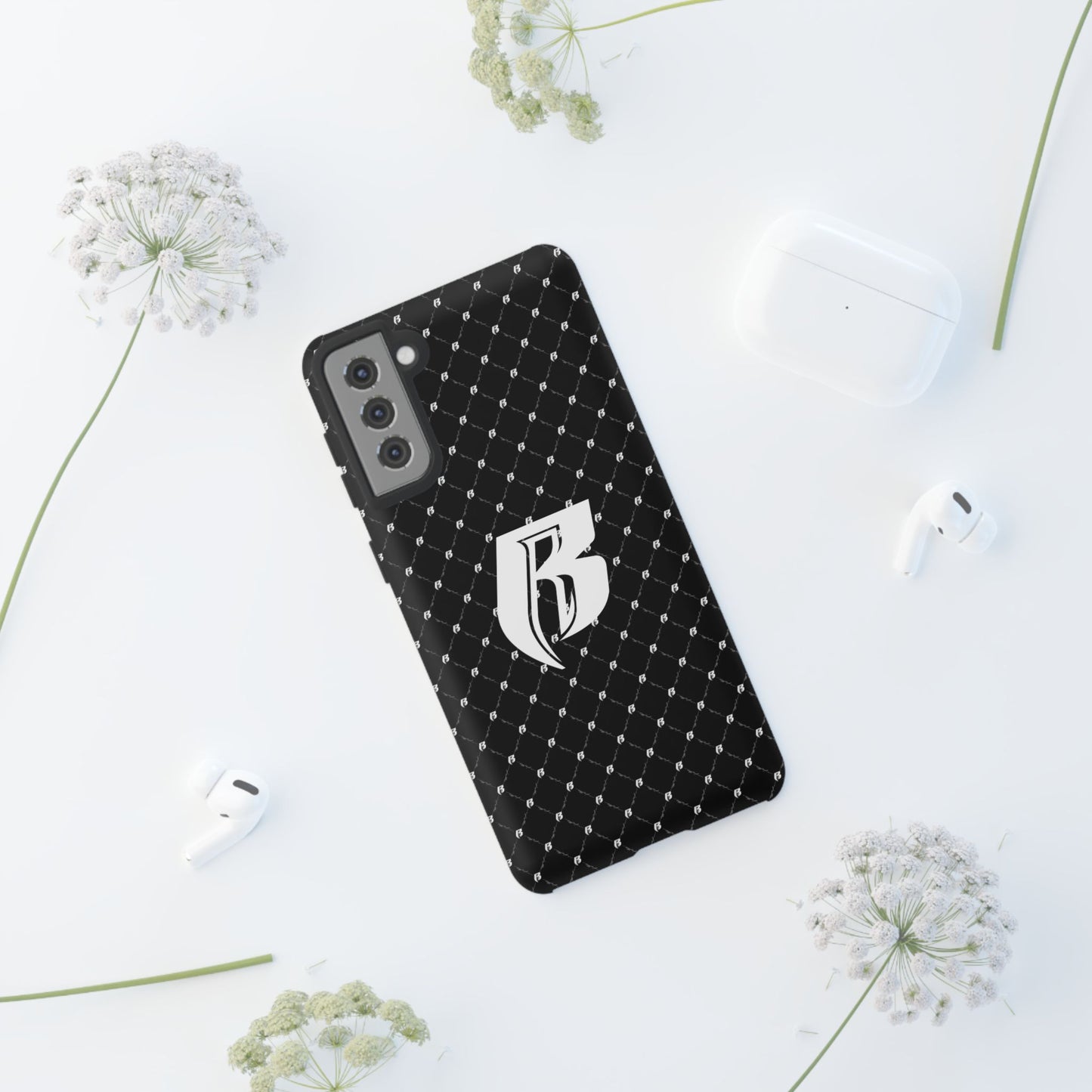 Black RR Patterned Tough Case – Monogram 'R' Protective Phone Case