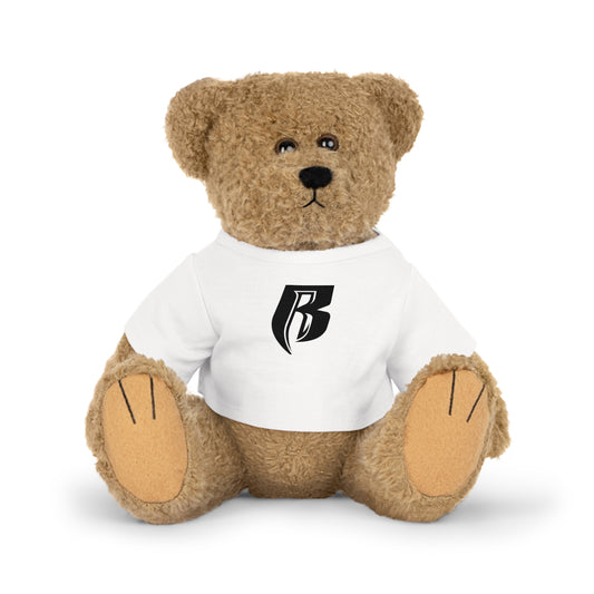 Embroidered 'R' Logo Teddy Bear Plush with White T‑Shirt