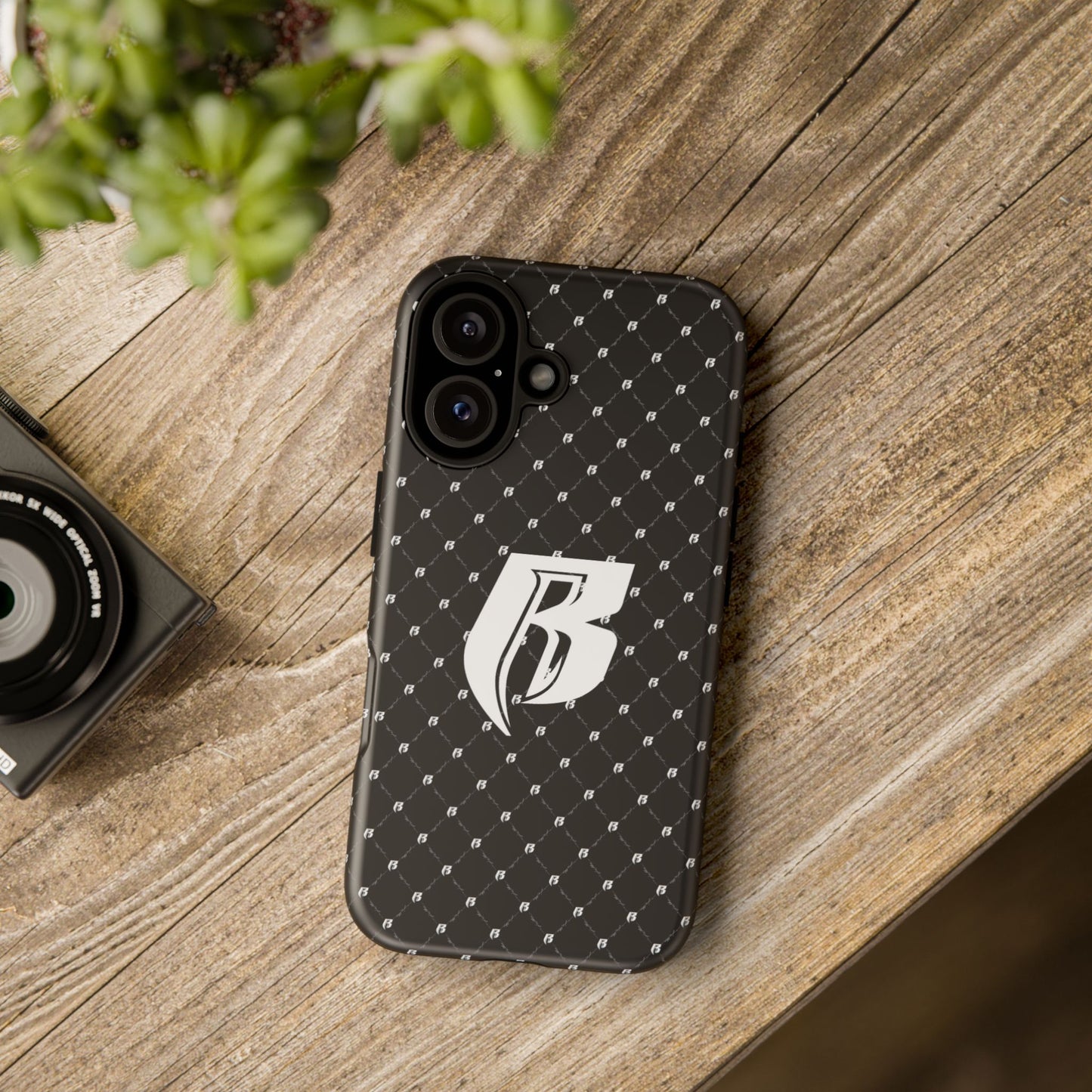 Black RR Patterned Tough Case – Monogram 'R' Protective Phone Case