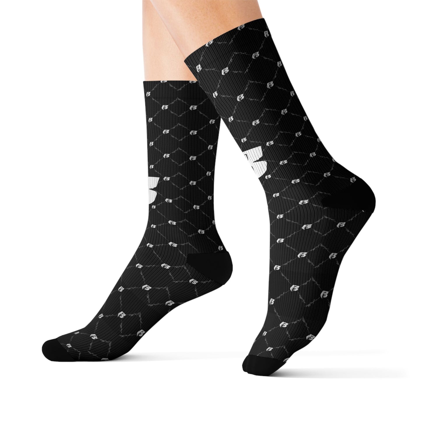 Black Patterned RR Socks