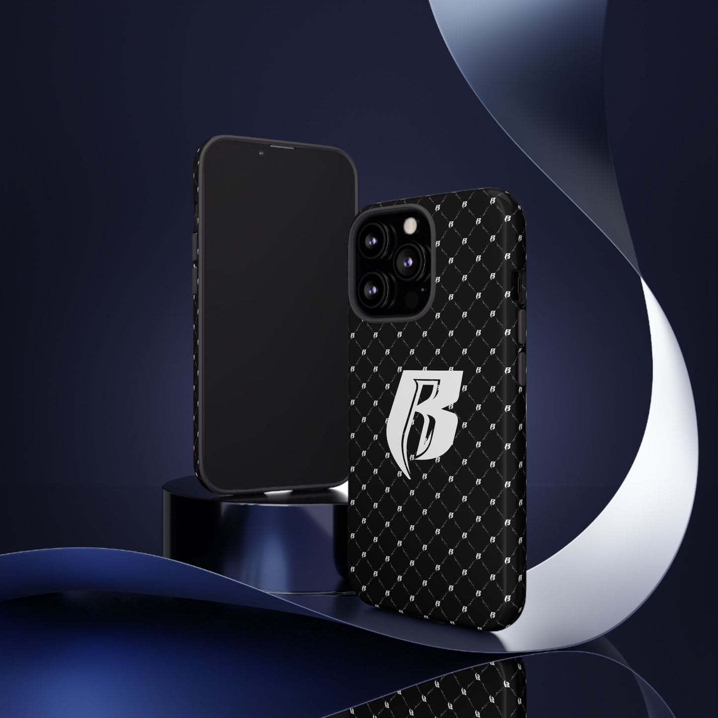Black RR Patterned Tough Case – Monogram 'R' Protective Phone Case