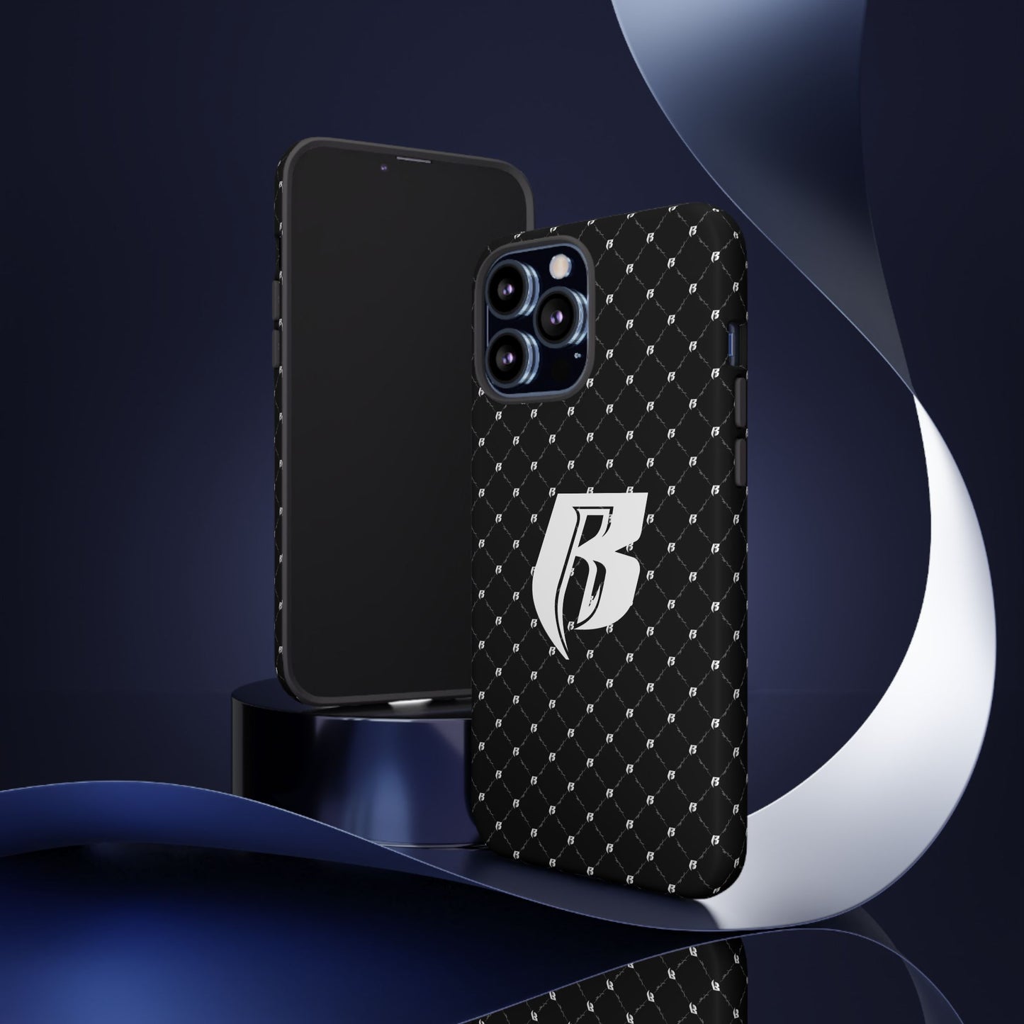 Black RR Patterned Tough Case – Monogram 'R' Protective Phone Case