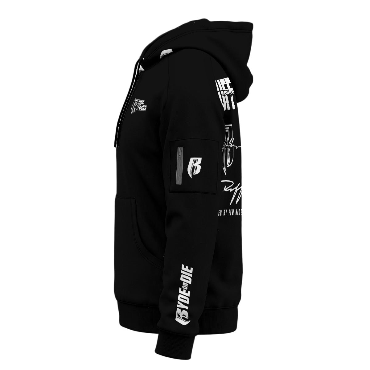 Ride Or Die Logo 1/4 zip Hoodie with fleece