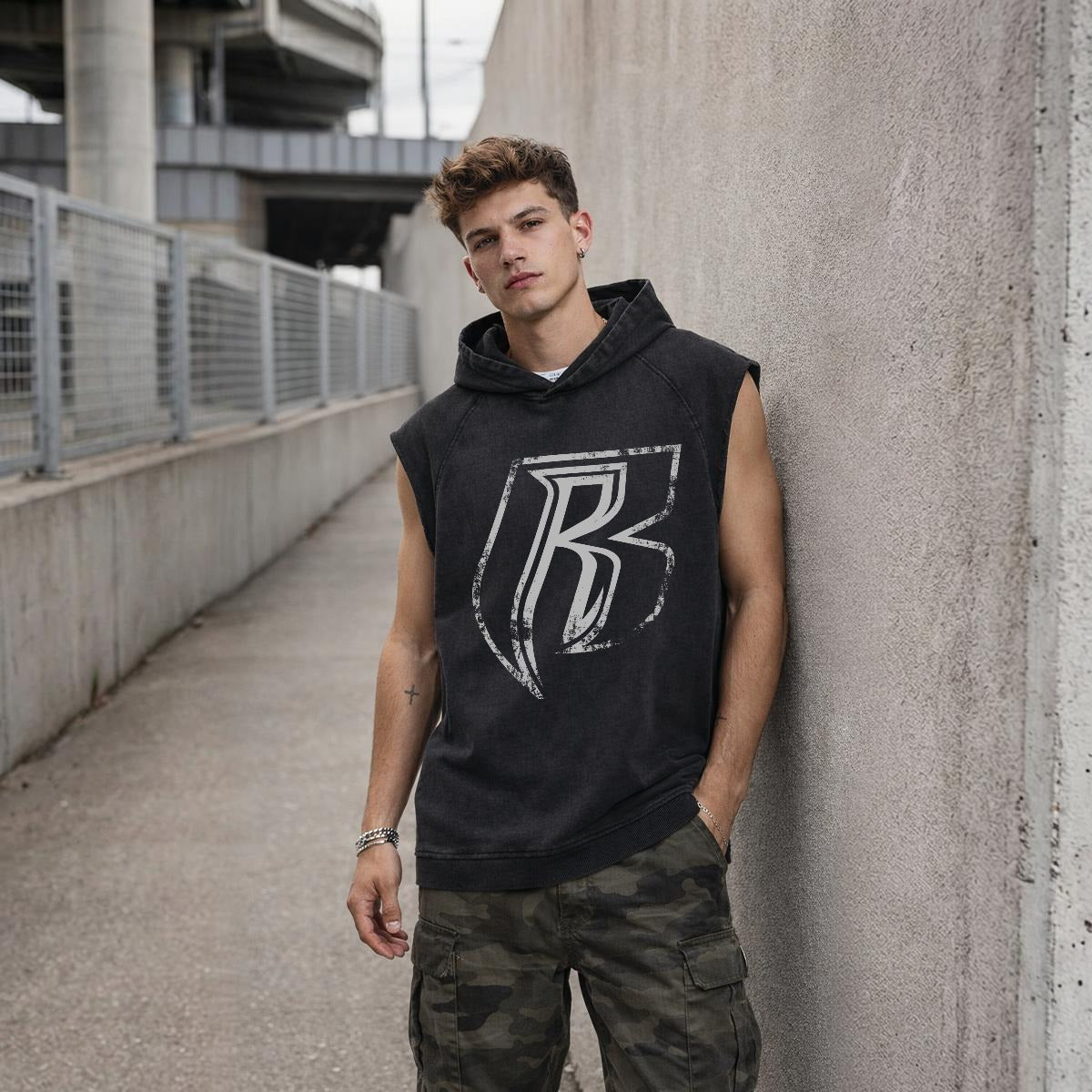 Grunge  Loose Sleeveless Hoodie