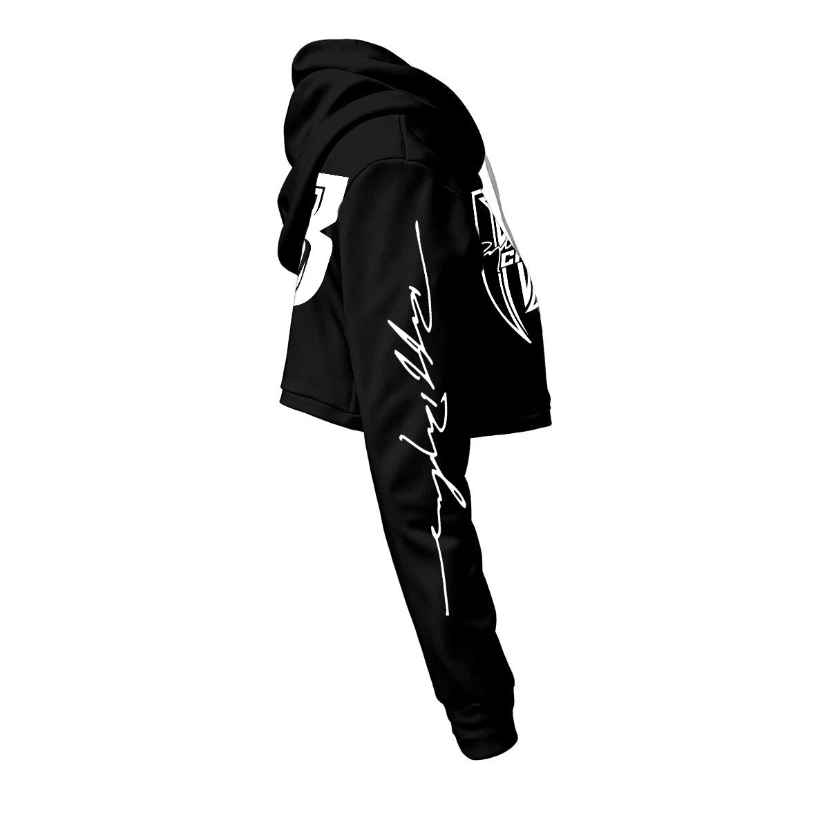 White Print Ride Or Die Chick Cropped Hoodie | Fleece Lining