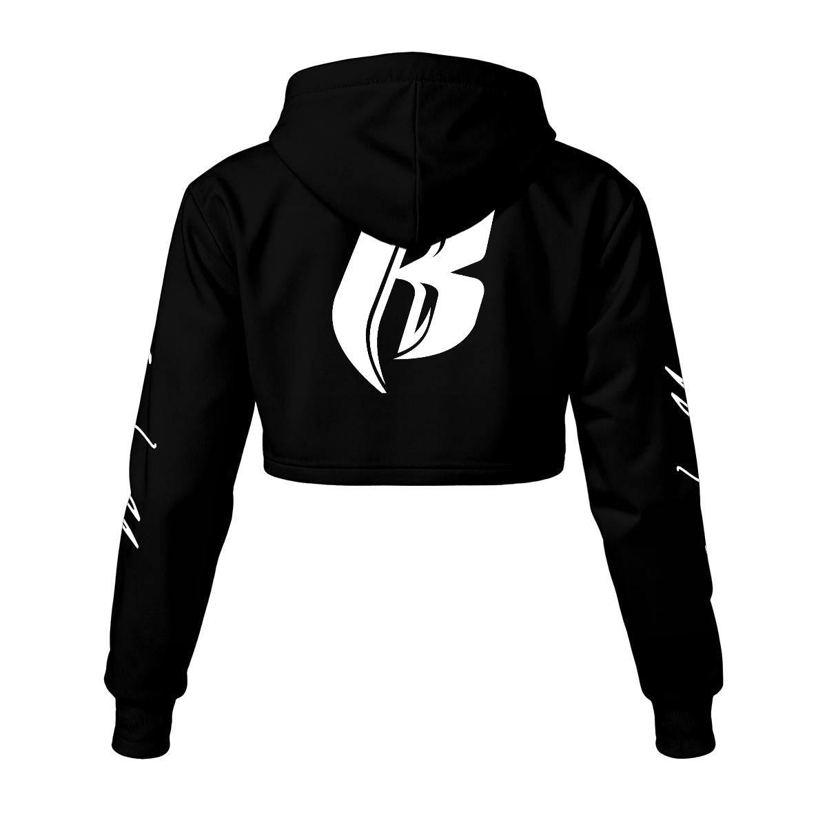 White Print Ride Or Die Chick Cropped Hoodie | Fleece Lining