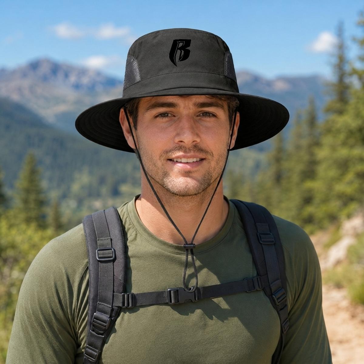 Blk RR Wide Brim Sun Hat