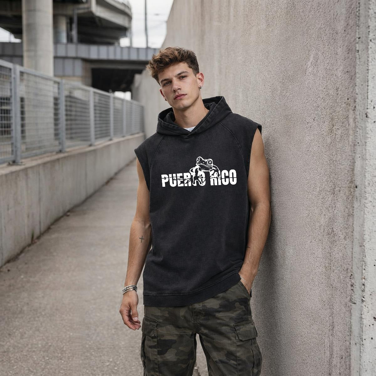 Puerto Rico  Loose Sleeveless Hoodie