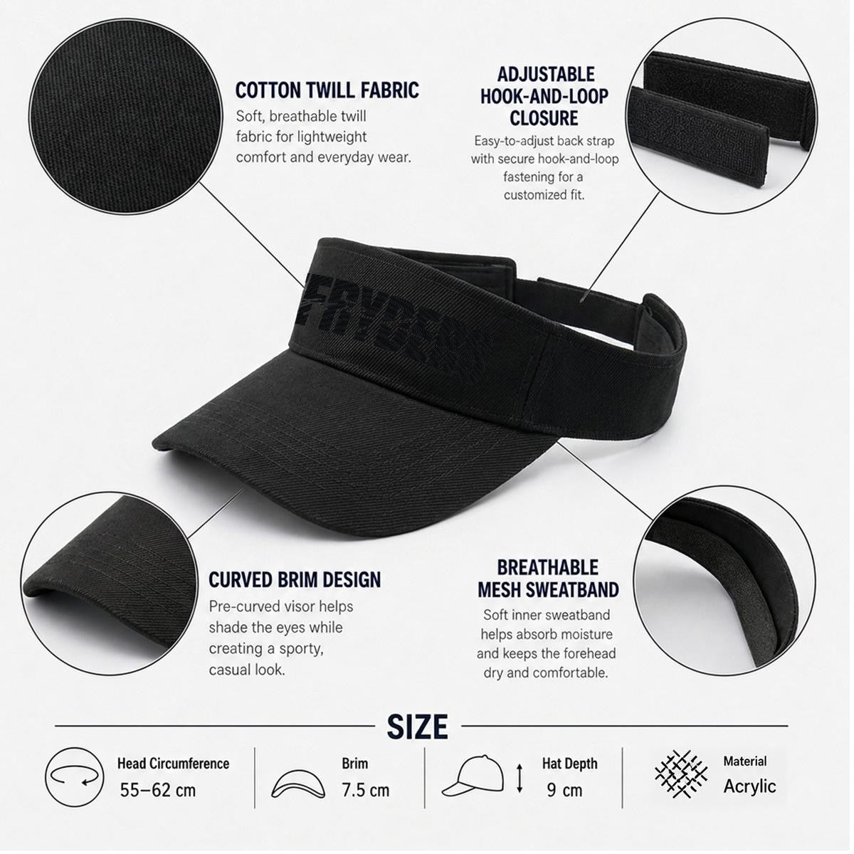 Embroidery Open-Top Visor RR Past Present Future