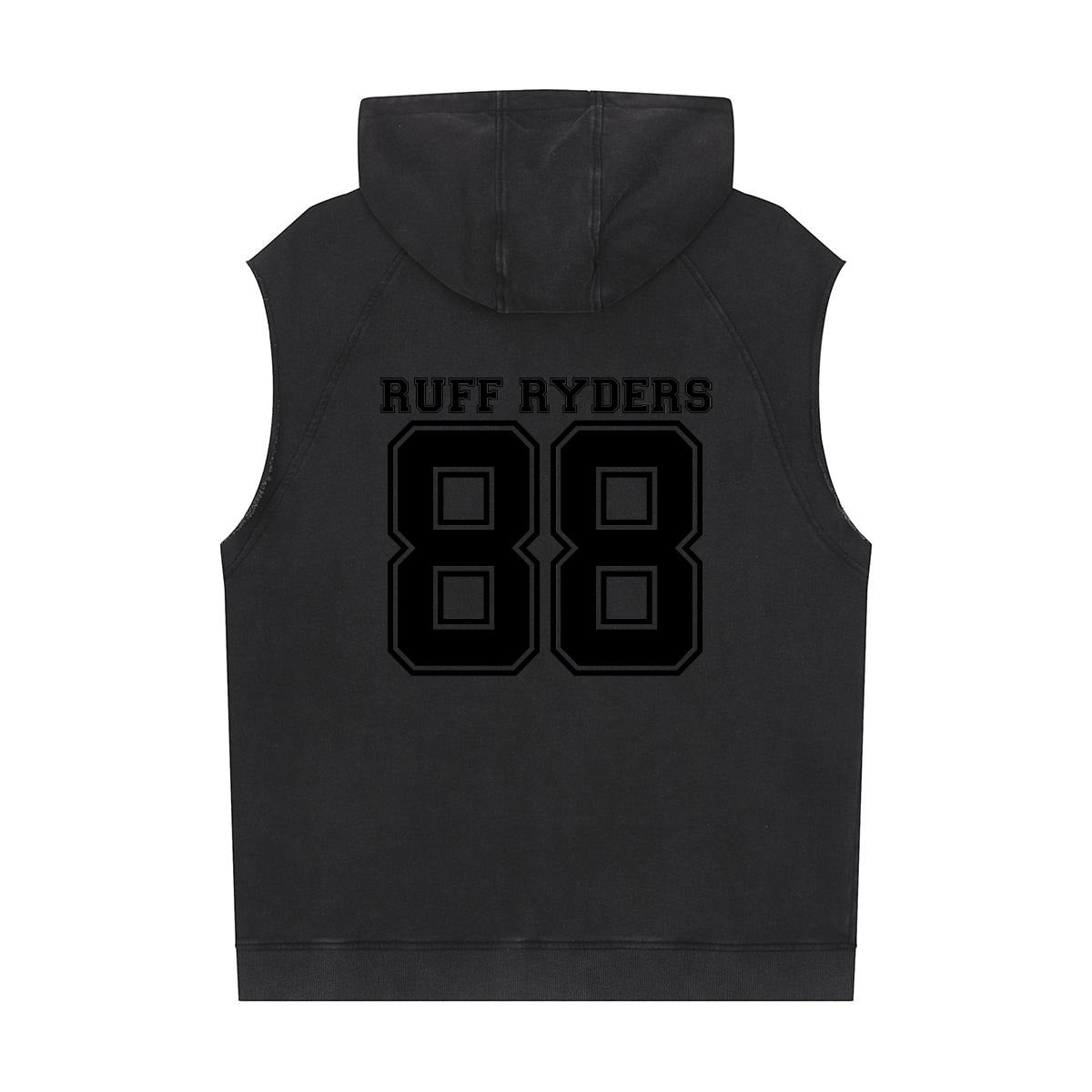 Blk RR  Loose Sleeveless Hoodie