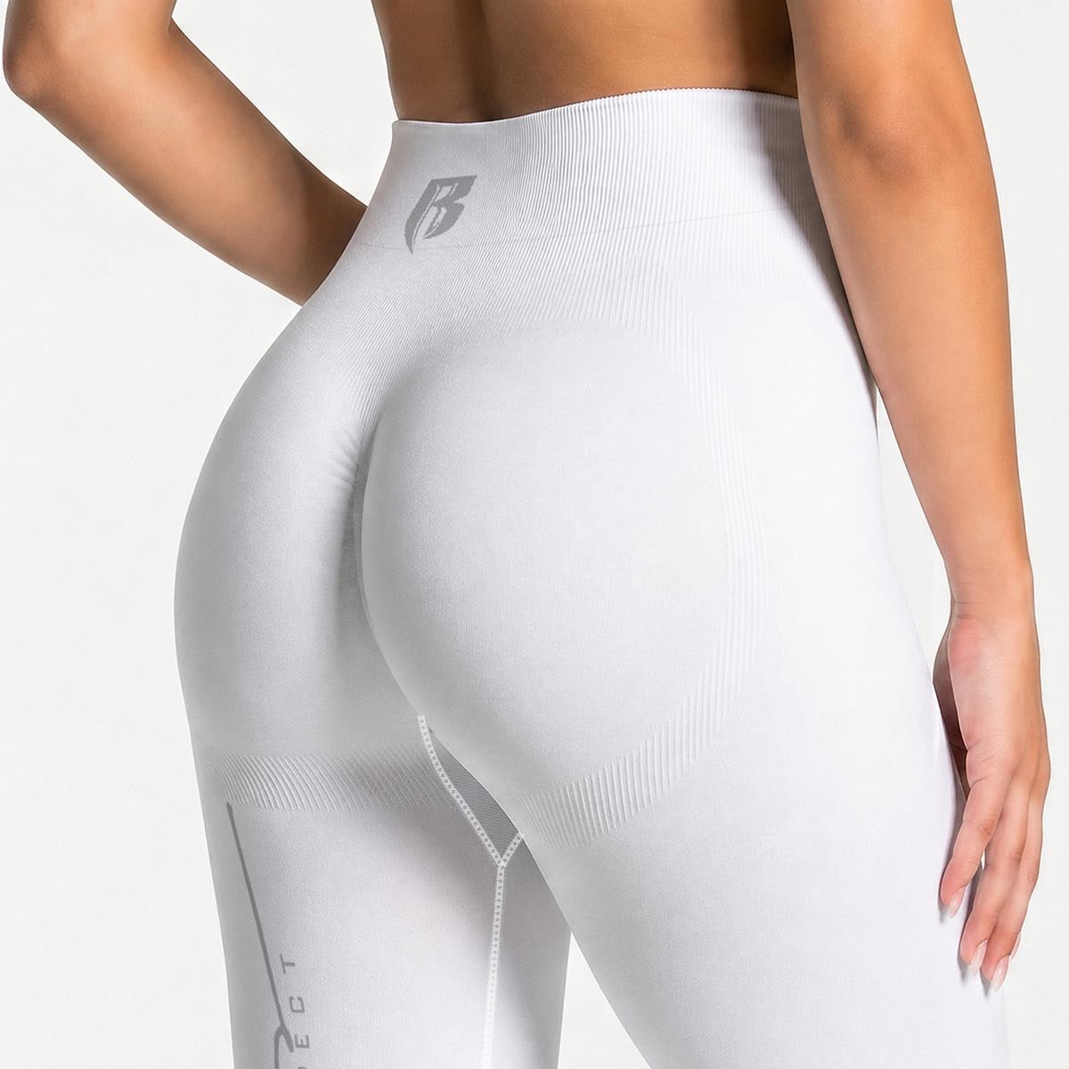 White Women's Seamless High Waisted Butt-Lifting Leggings