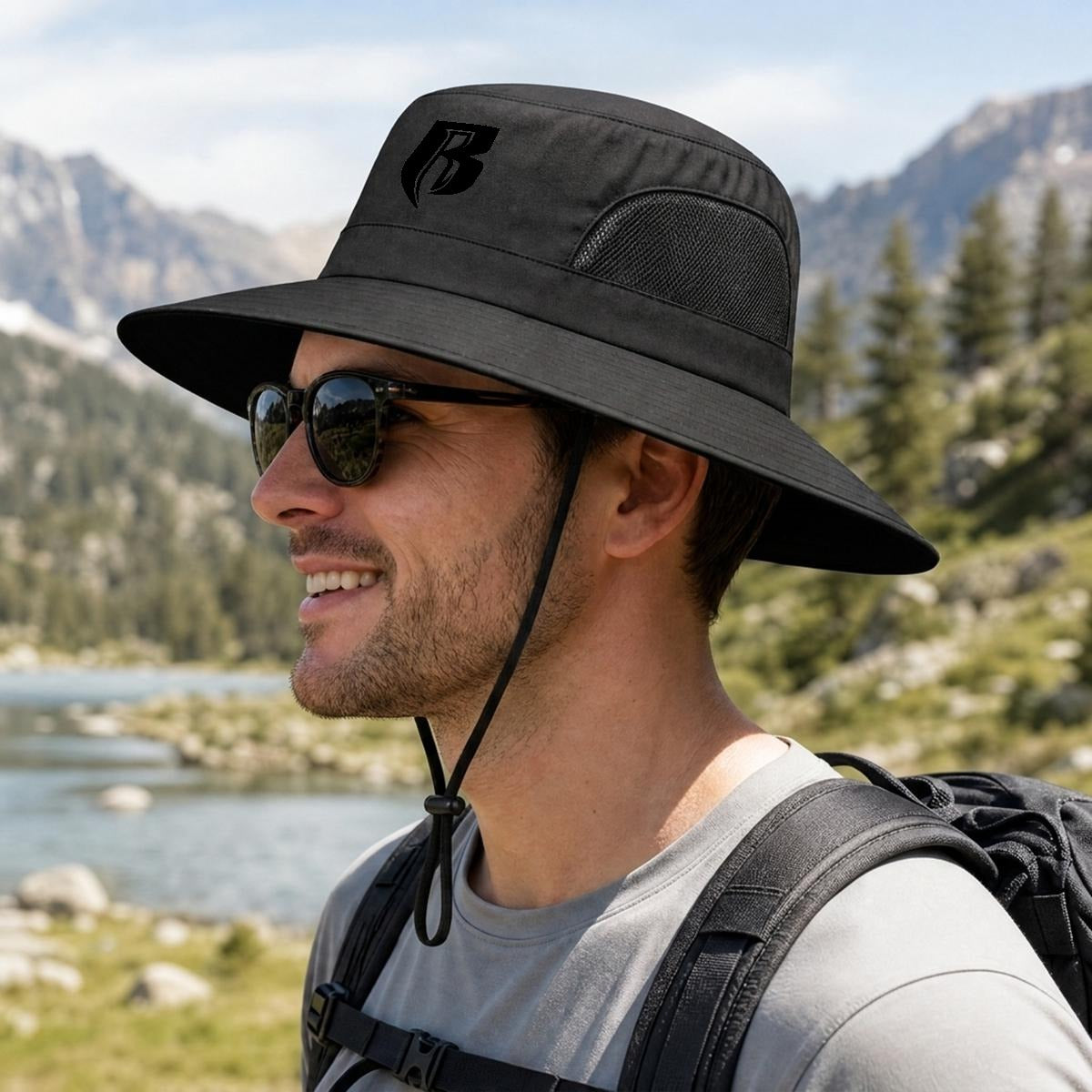 Blk RR Wide Brim Sun Hat