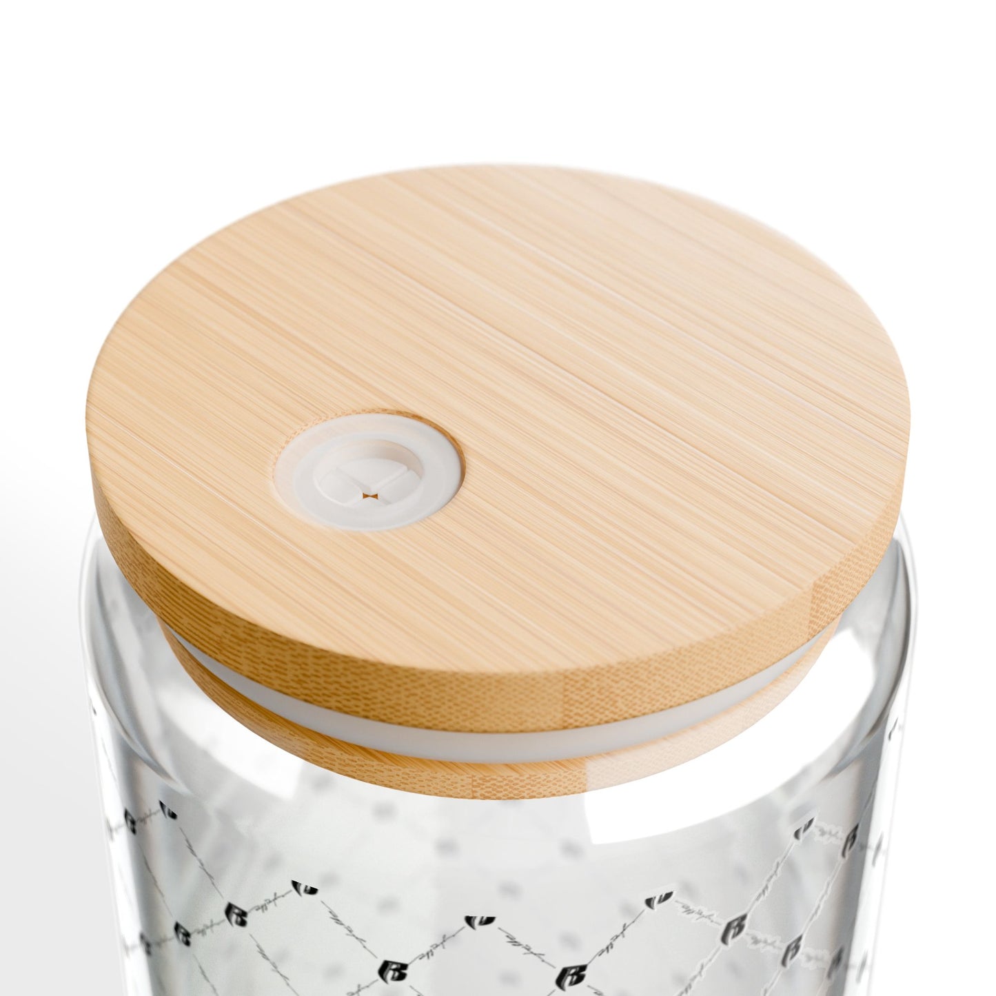 16oz Glass Sipper Tumbler with Bamboo Lid & Straw — Quilted Dot Design