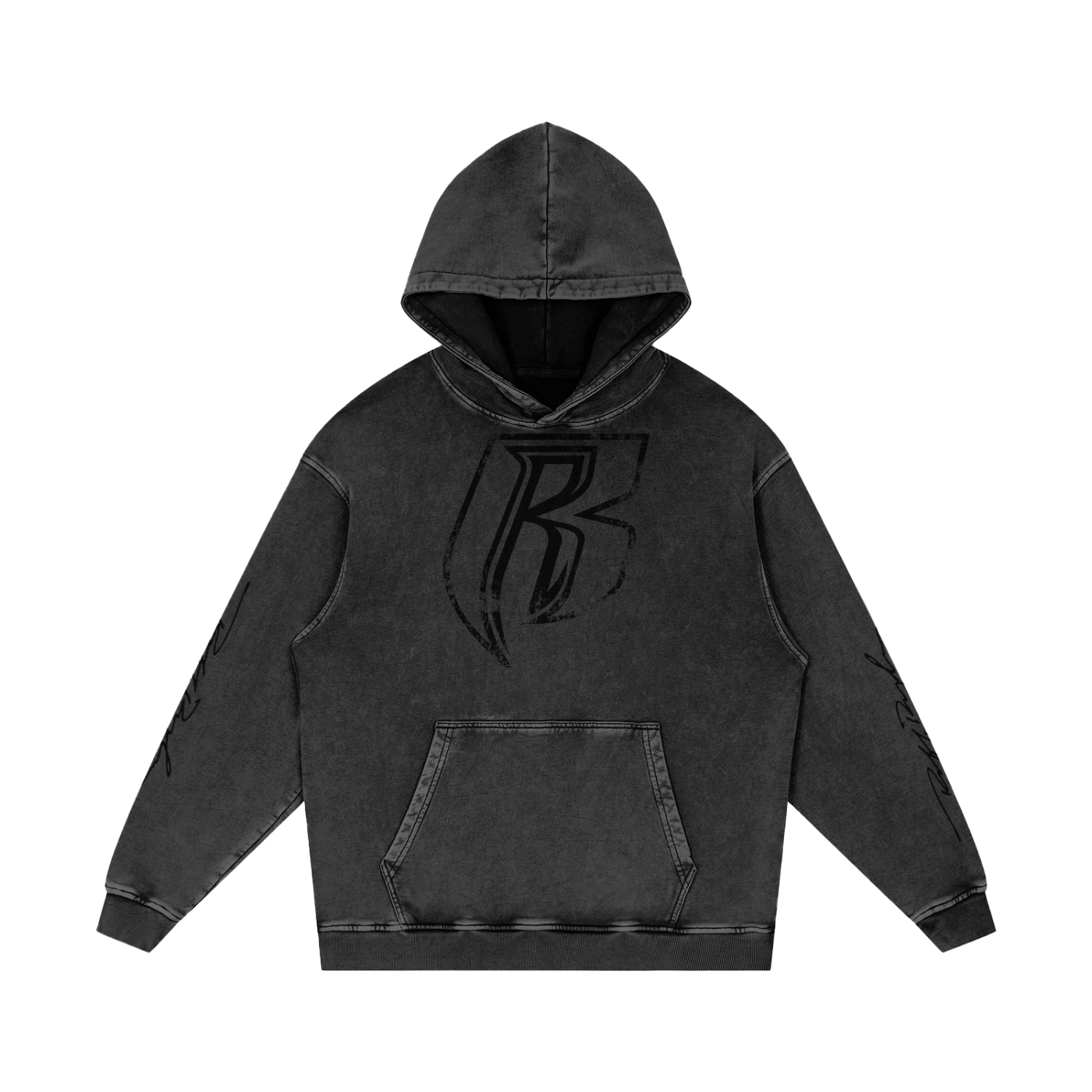 RR Grunge Snow Washed Loose Cotton Hoodie