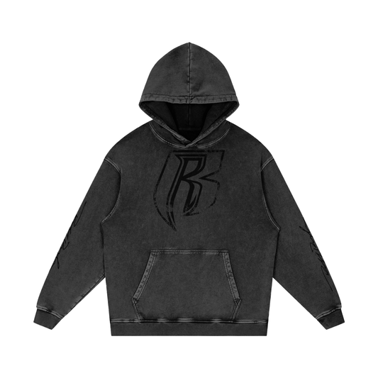 RR Grunge Snow Washed Loose Cotton Hoodie