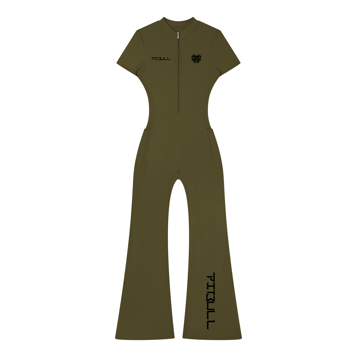 Pitbull Women’s Tight Flared Leg Quarter-Zip Jumpsuit