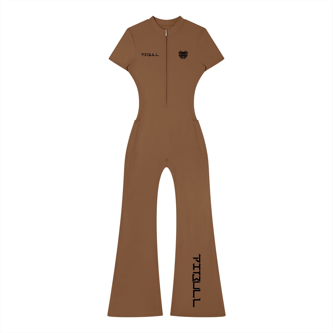 Pitbull Women’s Tight Flared Leg Quarter-Zip Jumpsuit