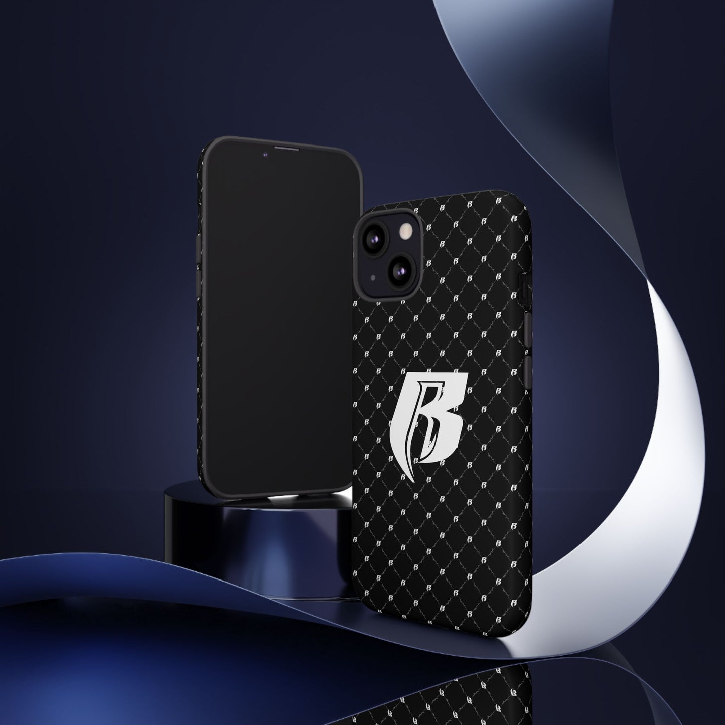 Black RR Patterned Tough Case – Monogram 'R' Protective Phone Case