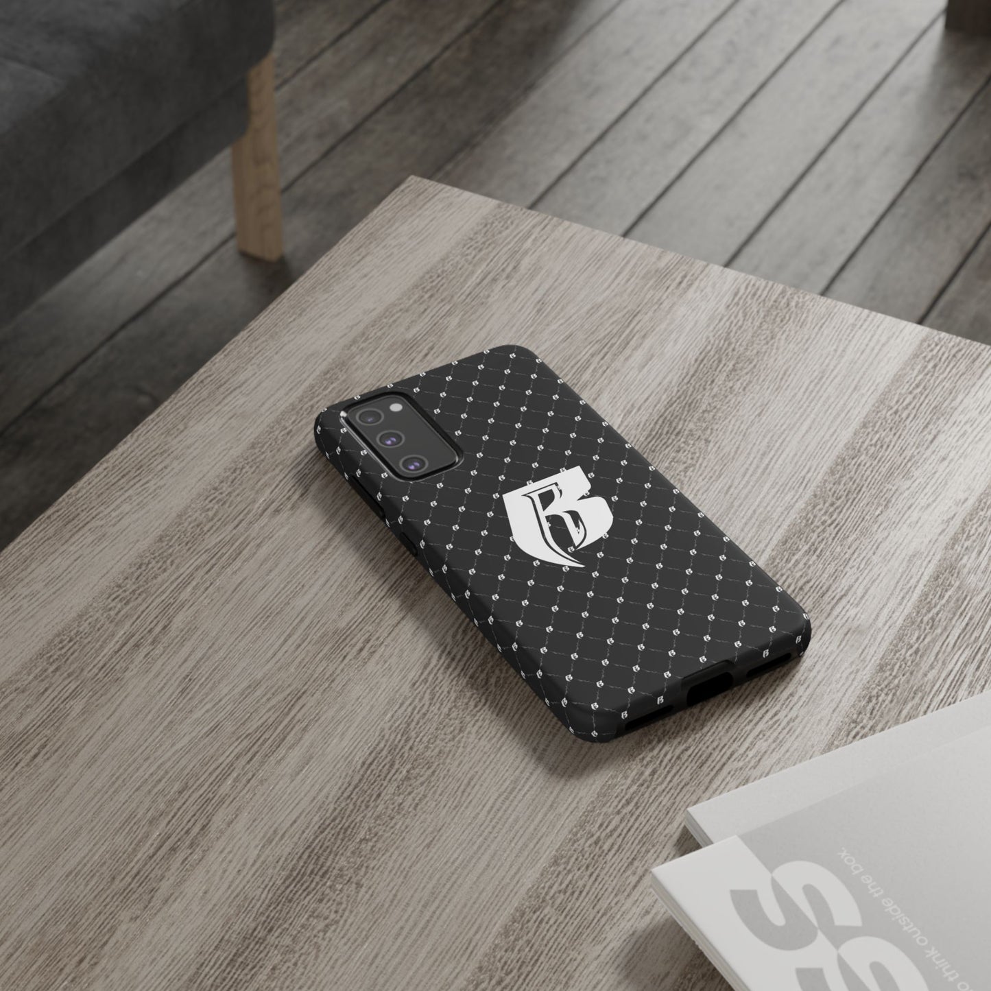 Black RR Patterned Tough Case – Monogram 'R' Protective Phone Case
