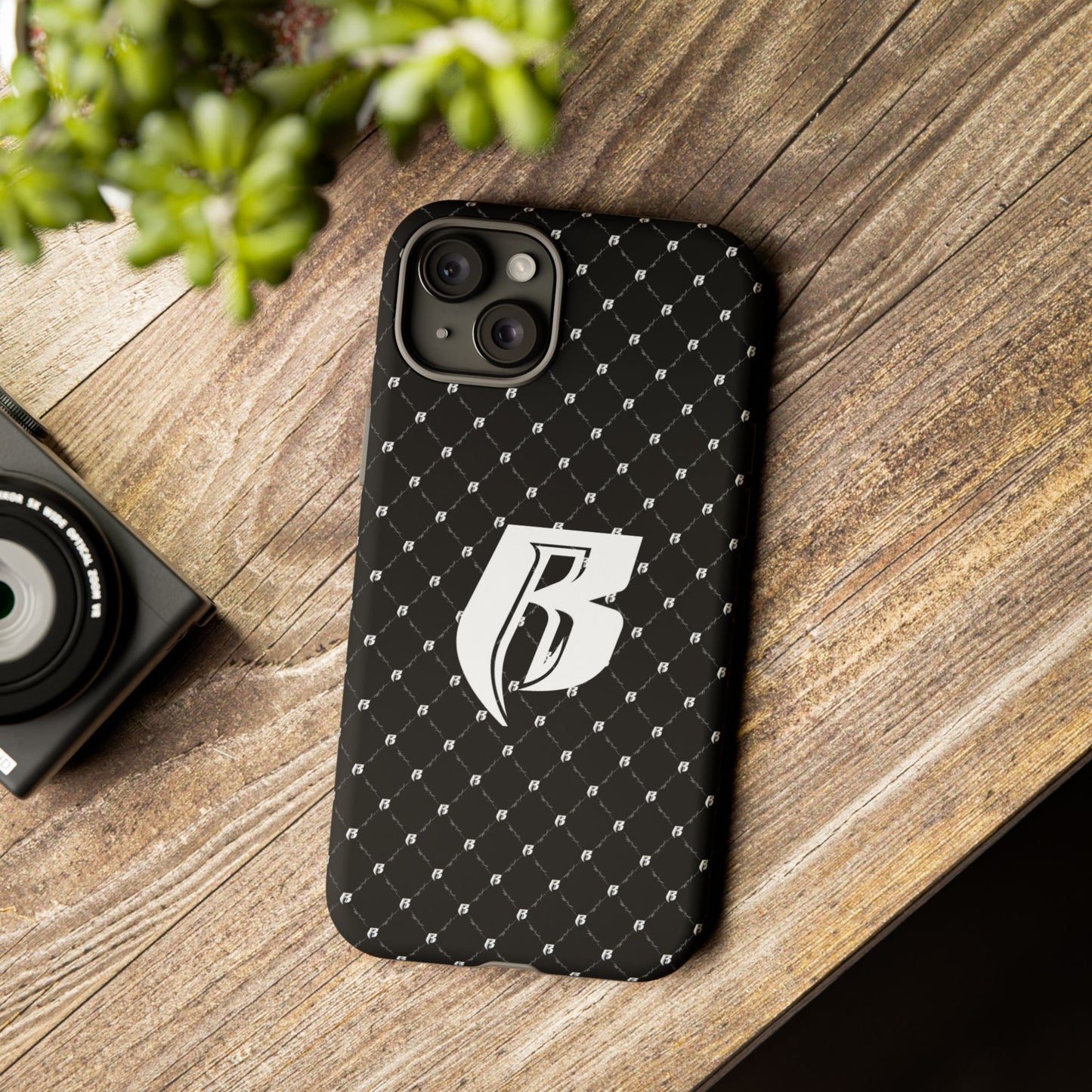 Black RR Patterned Tough Case – Monogram 'R' Protective Phone Case
