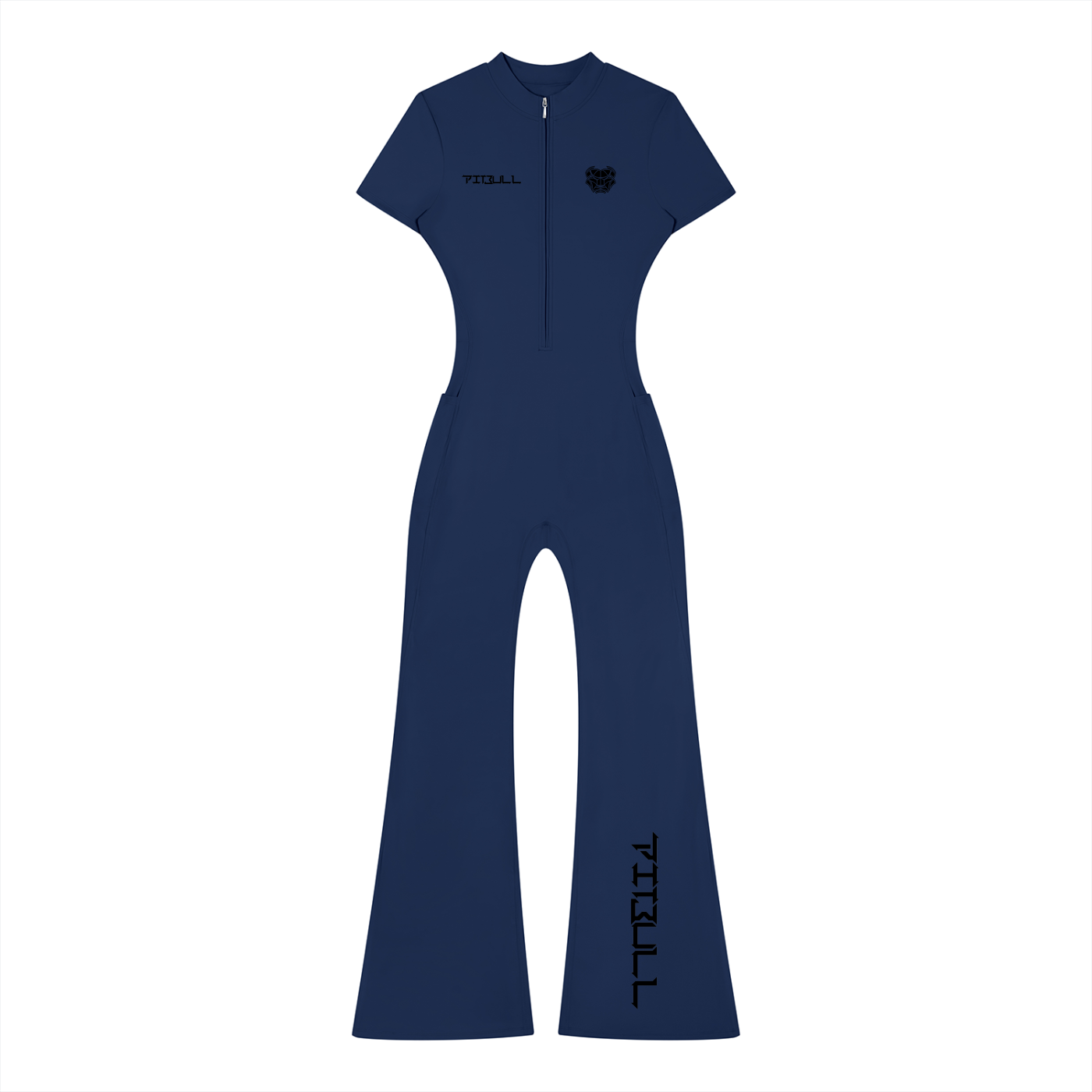 Pitbull Women’s Tight Flared Leg Quarter-Zip Jumpsuit