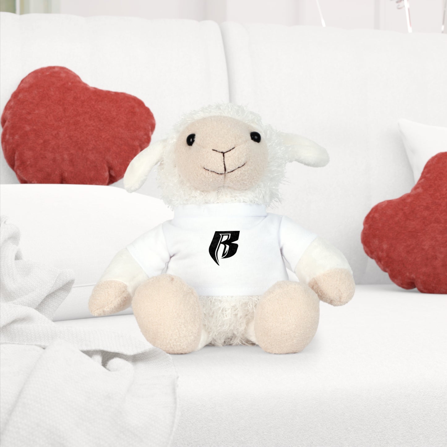 Embroidered 'R' Logo Teddy Bear Plush with White T‑Shirt