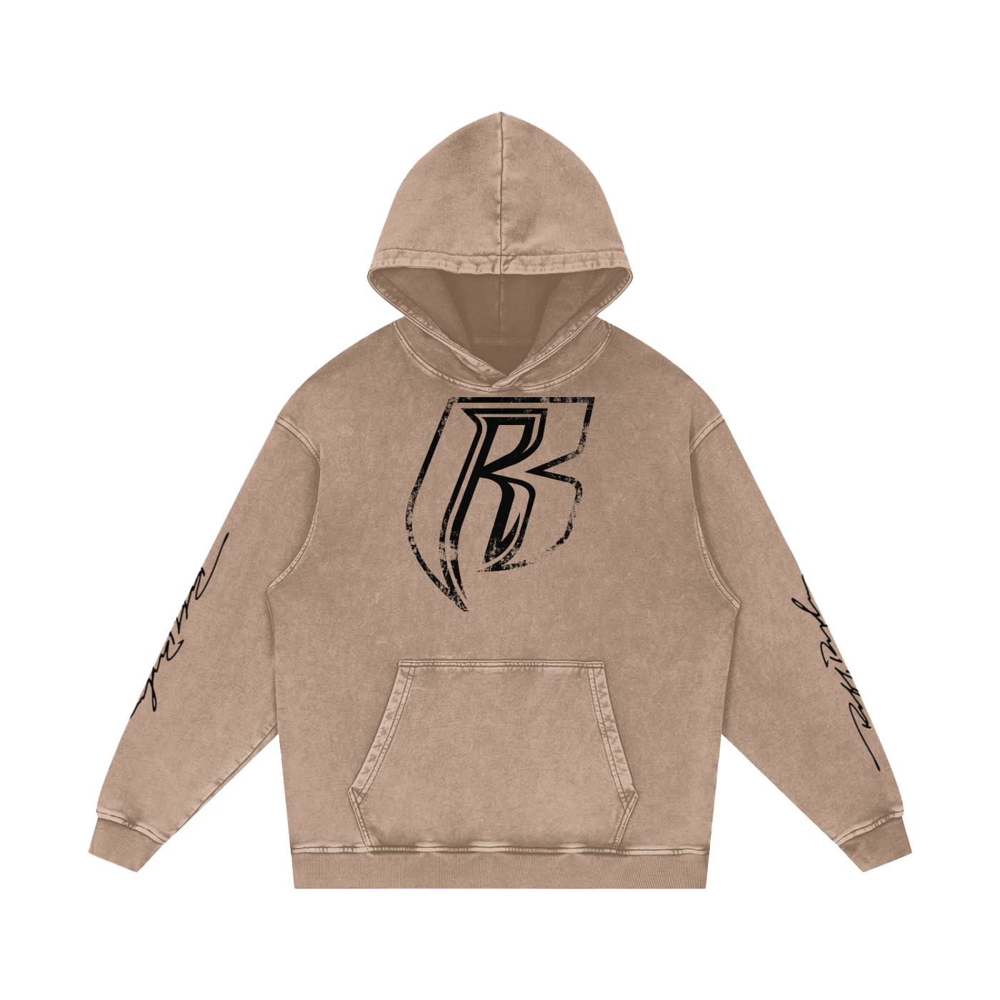 RR Grunge Snow Washed Loose Cotton Hoodie