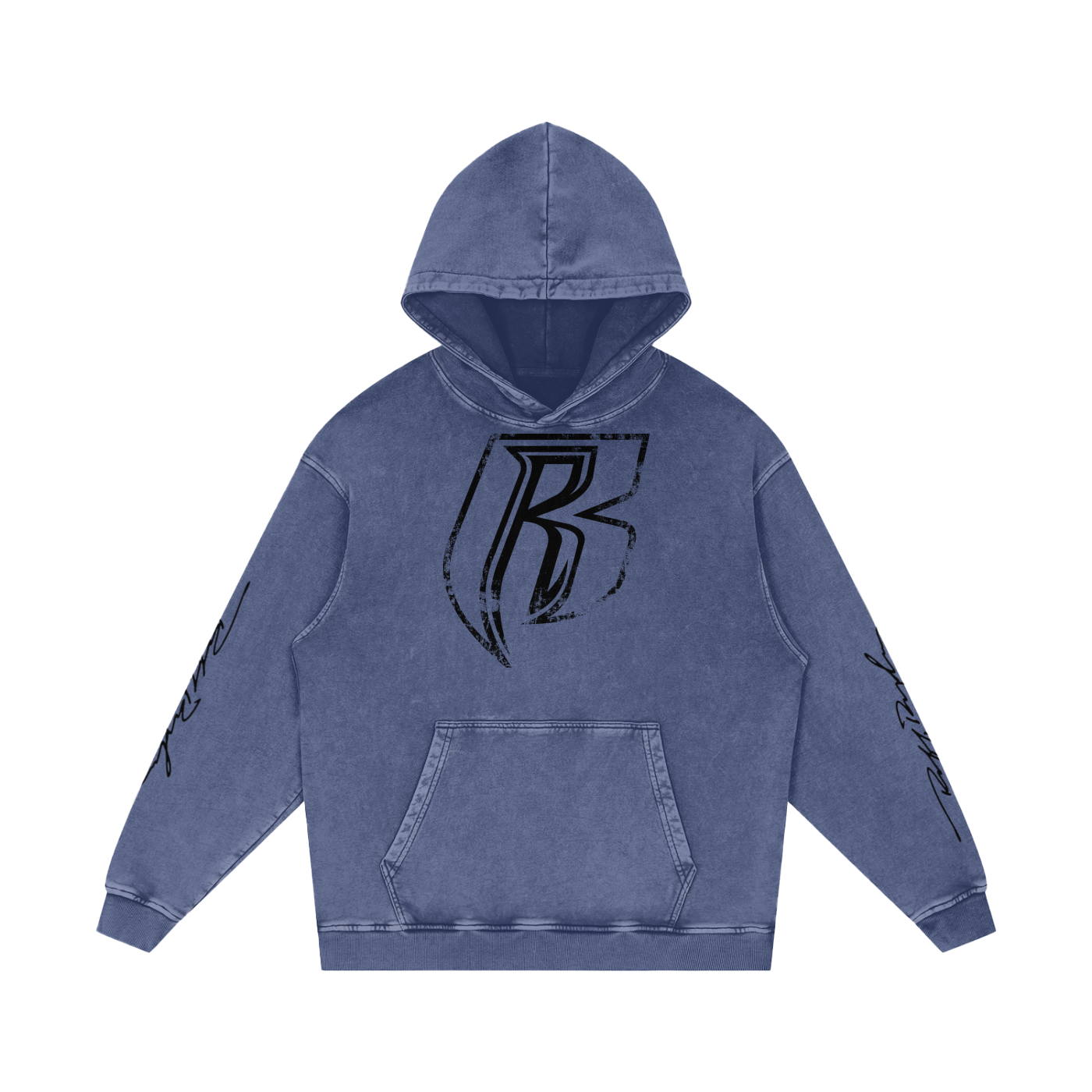 RR Grunge Snow Washed Loose Cotton Hoodie