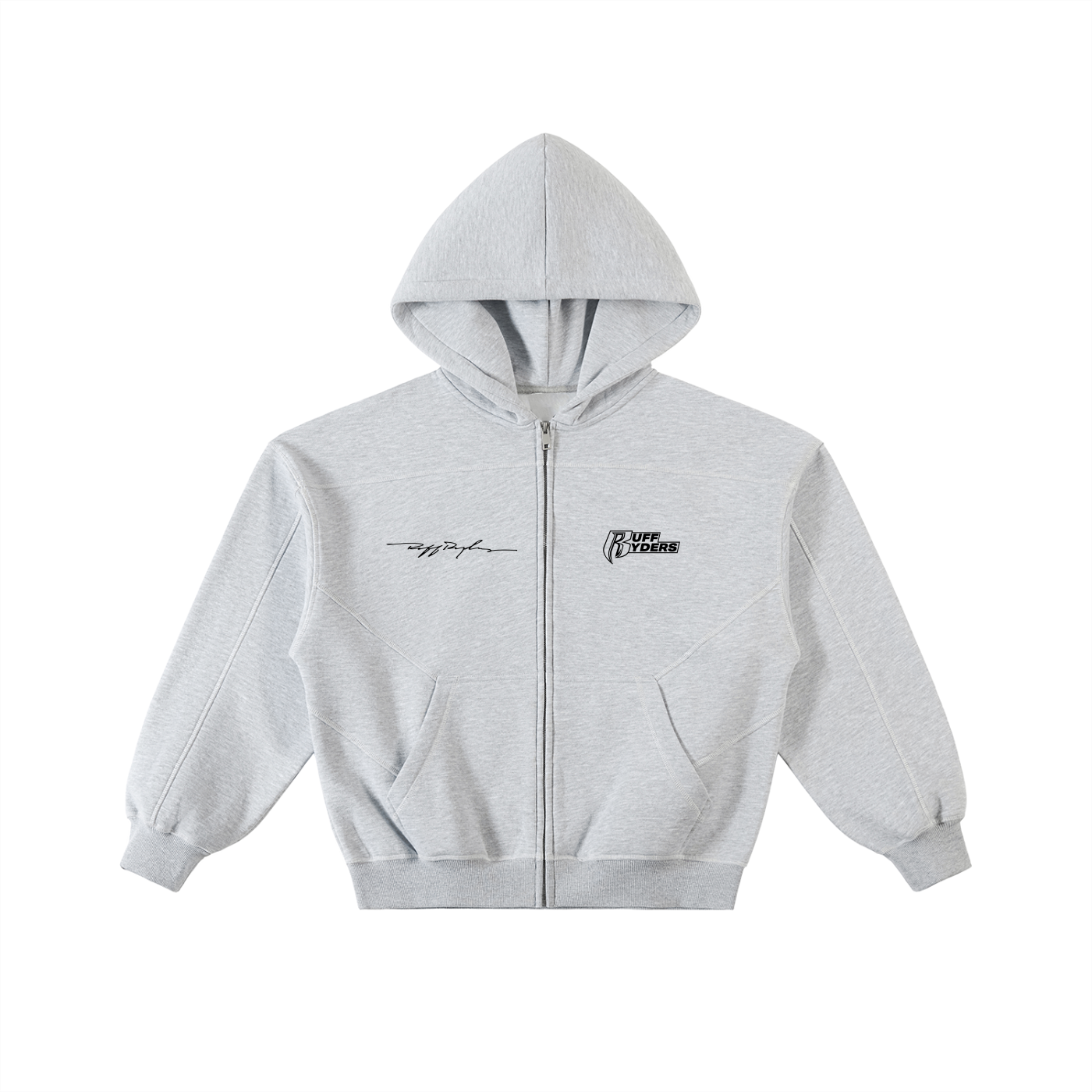 RR Moden R Contrast-Stitched Boxy Fleece Zip Hoodie
