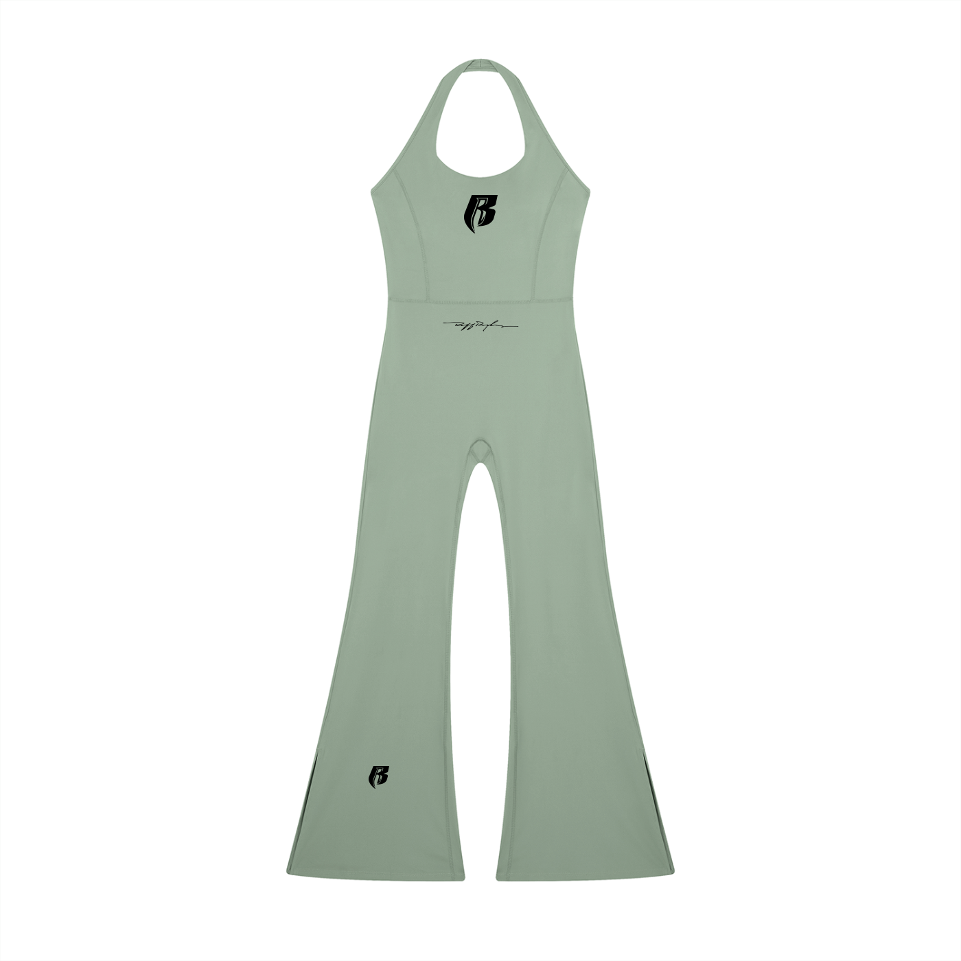 Blk Print Women’s Halter Flared Jumpsuit